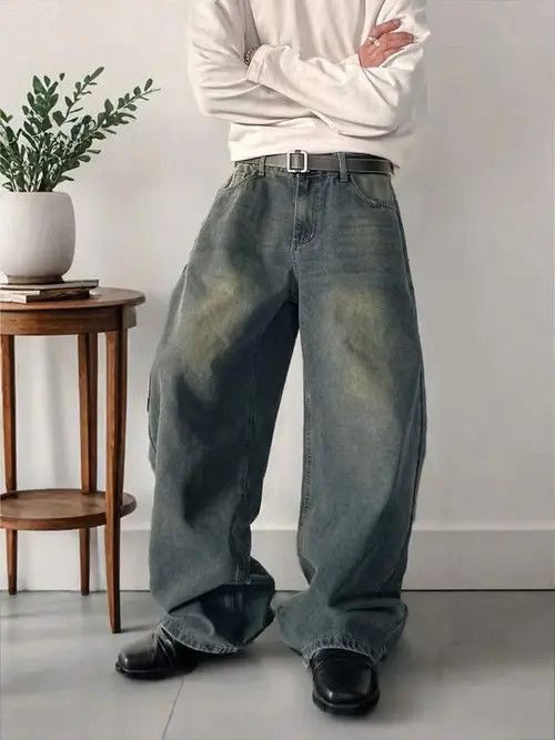 Jean Washed RETRO vintage 90s denim jeans Size US 36 / EU 52 - 4 Thumbnail
