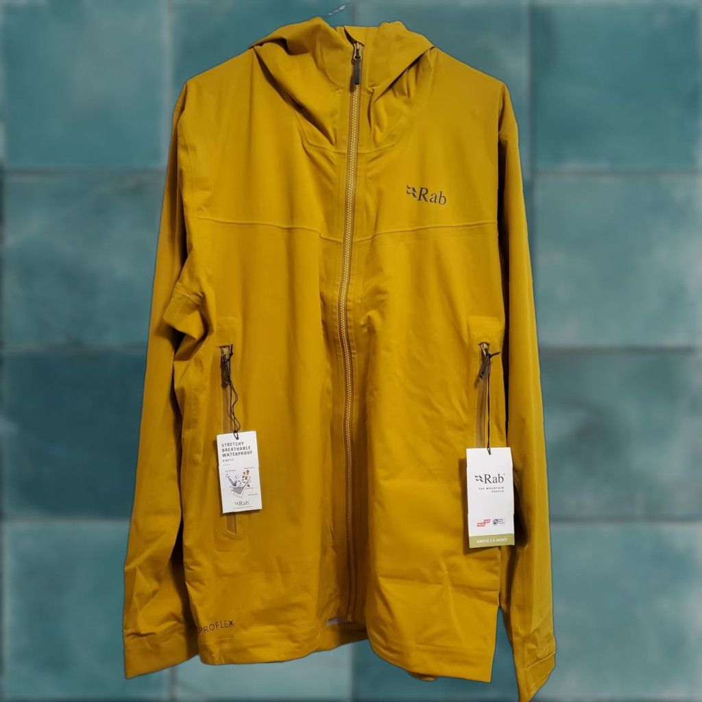 Rab RAB Kinetic 2.0 Jacket Men XL Sahara Proflex Waterproof Full Zip Hooded Stretchy Jacket Size US XL / EU 56 / 4 - 1 Thumbnail