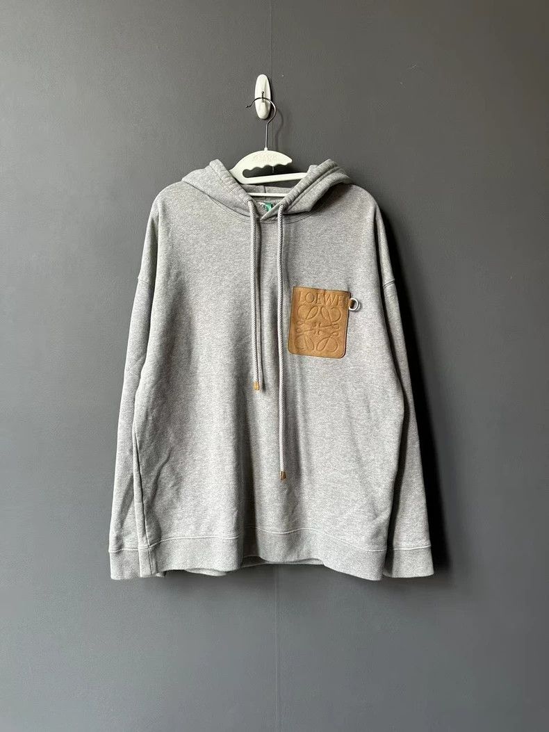 loewe gray hooded sweatshirt with logo