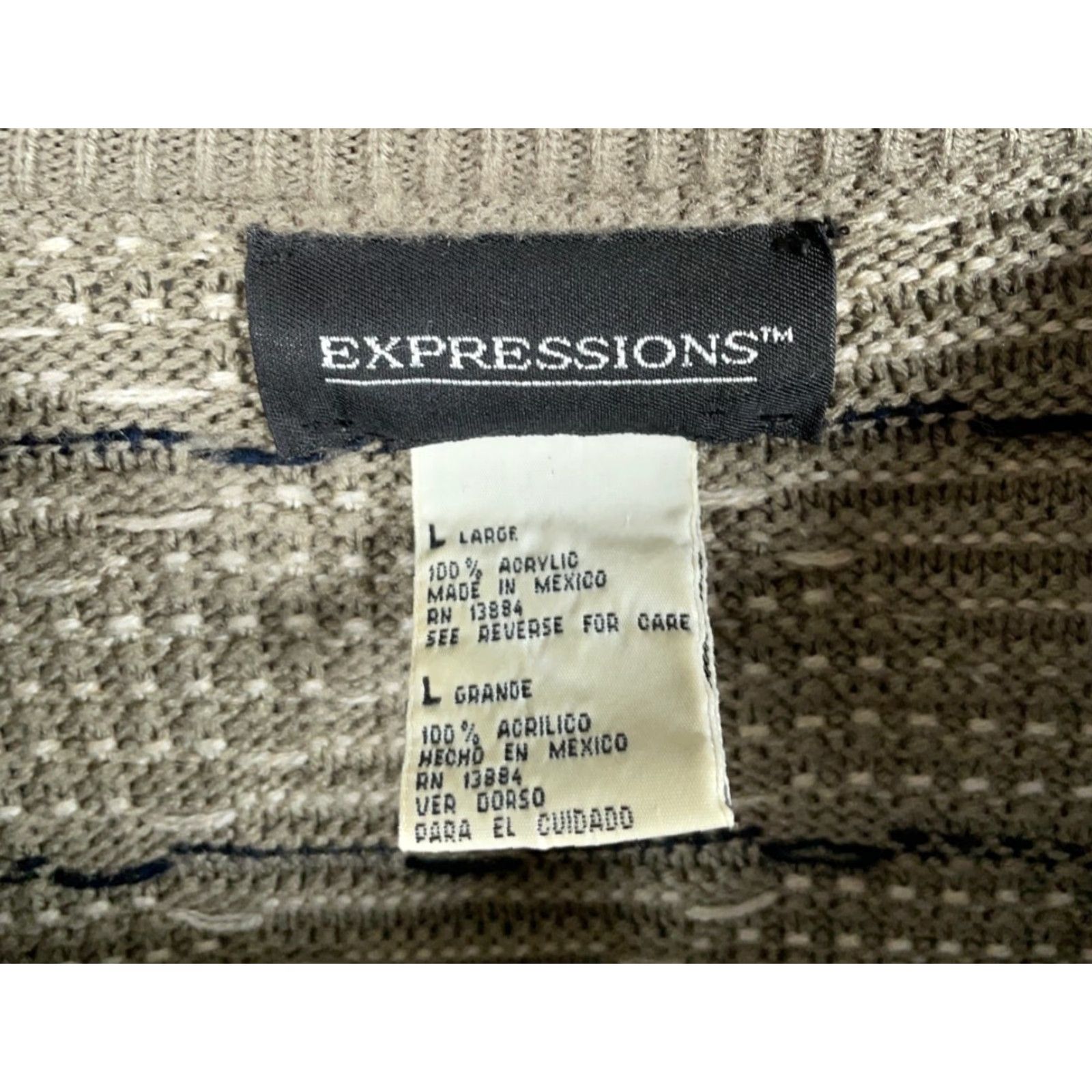 Vintage VINTAGE Expressions Geometric Pattern Sweater Adult Large Brown Chunky-Knit 90s Mens Size US L / EU 52-54 / 3 - 3 Thumbnail