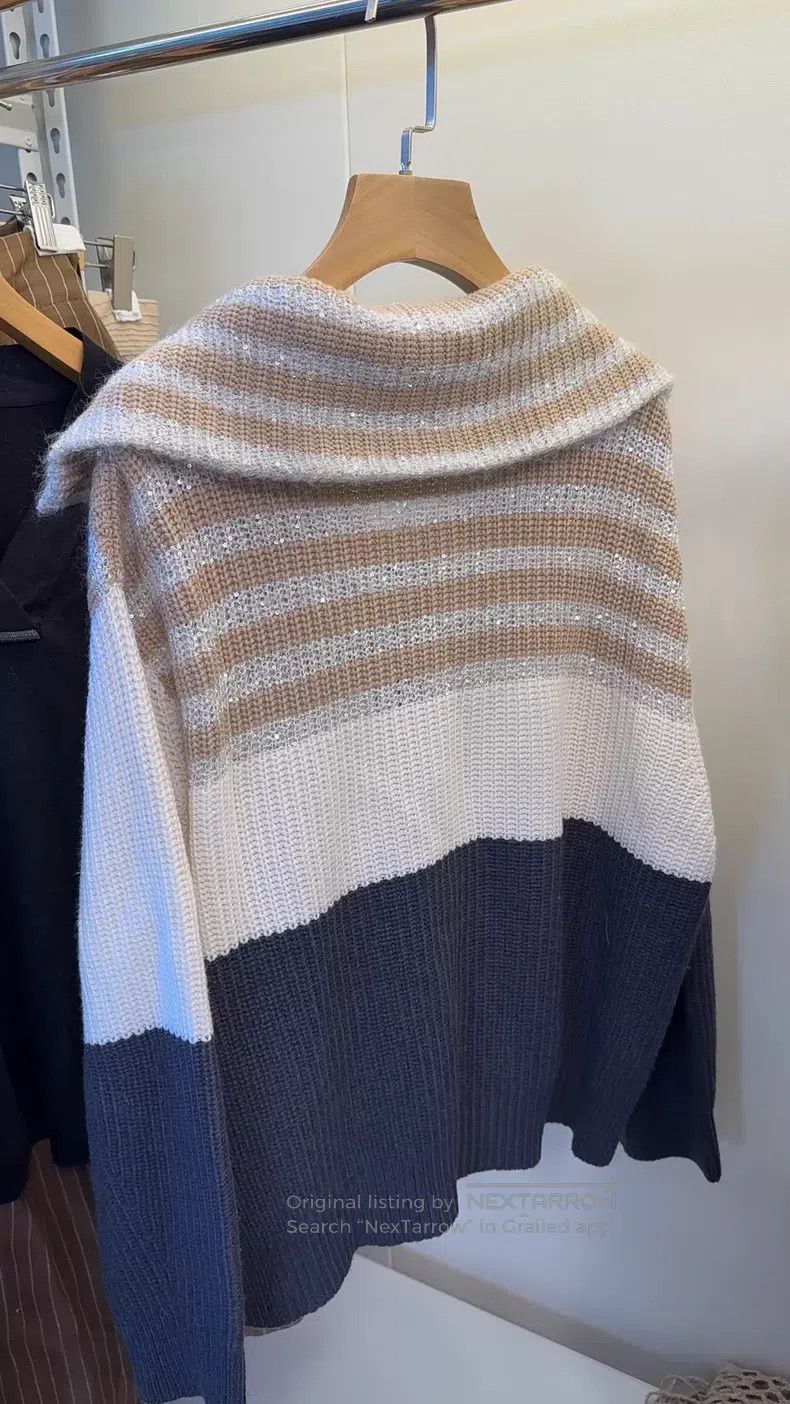 Brunello Cucinelli Brunello Cucinelli Sequined Cashmere Cardigan Size L / US 10 / IT 46 - 6 Thumbnail