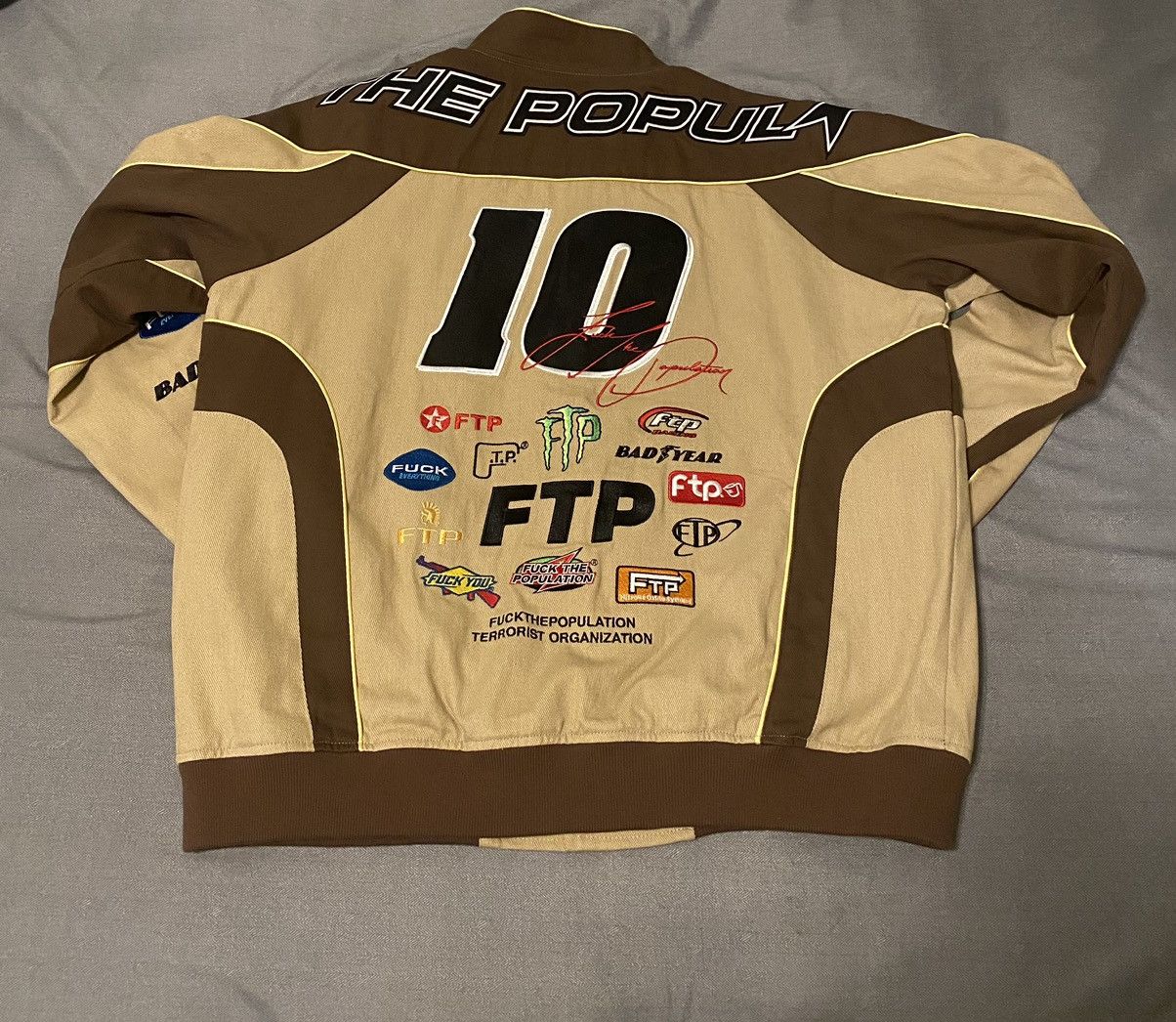 Fuck The Population FTP pit crew jacket brown beige Size US L / EU 52-54 / 3 - 2 Thumbnail