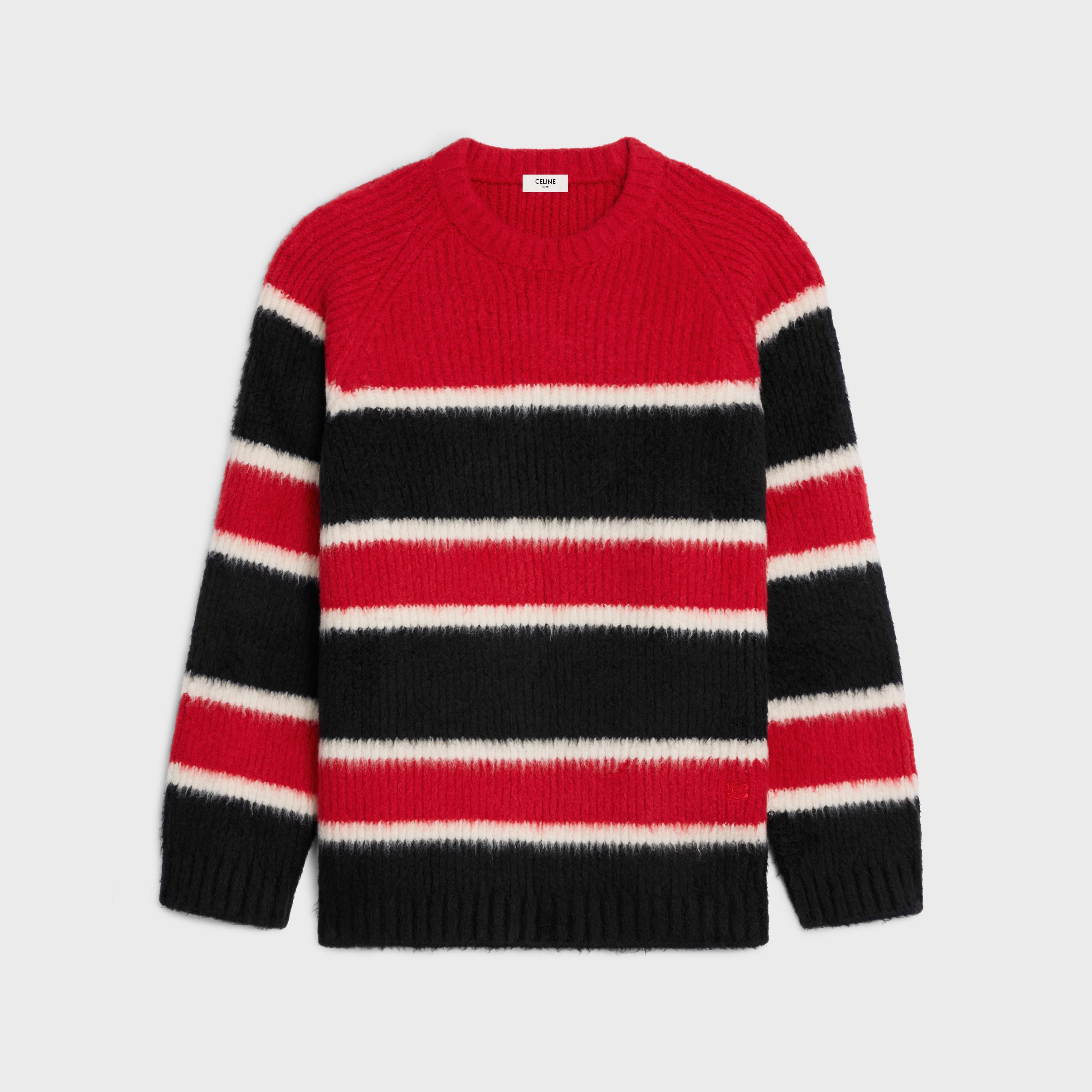 Celine o1bcso1str0126 RY02H0ZQ Crewneck Sweater Black/Off White/Red Size US L / EU 52-54 / 3 - 1 Thumbnail