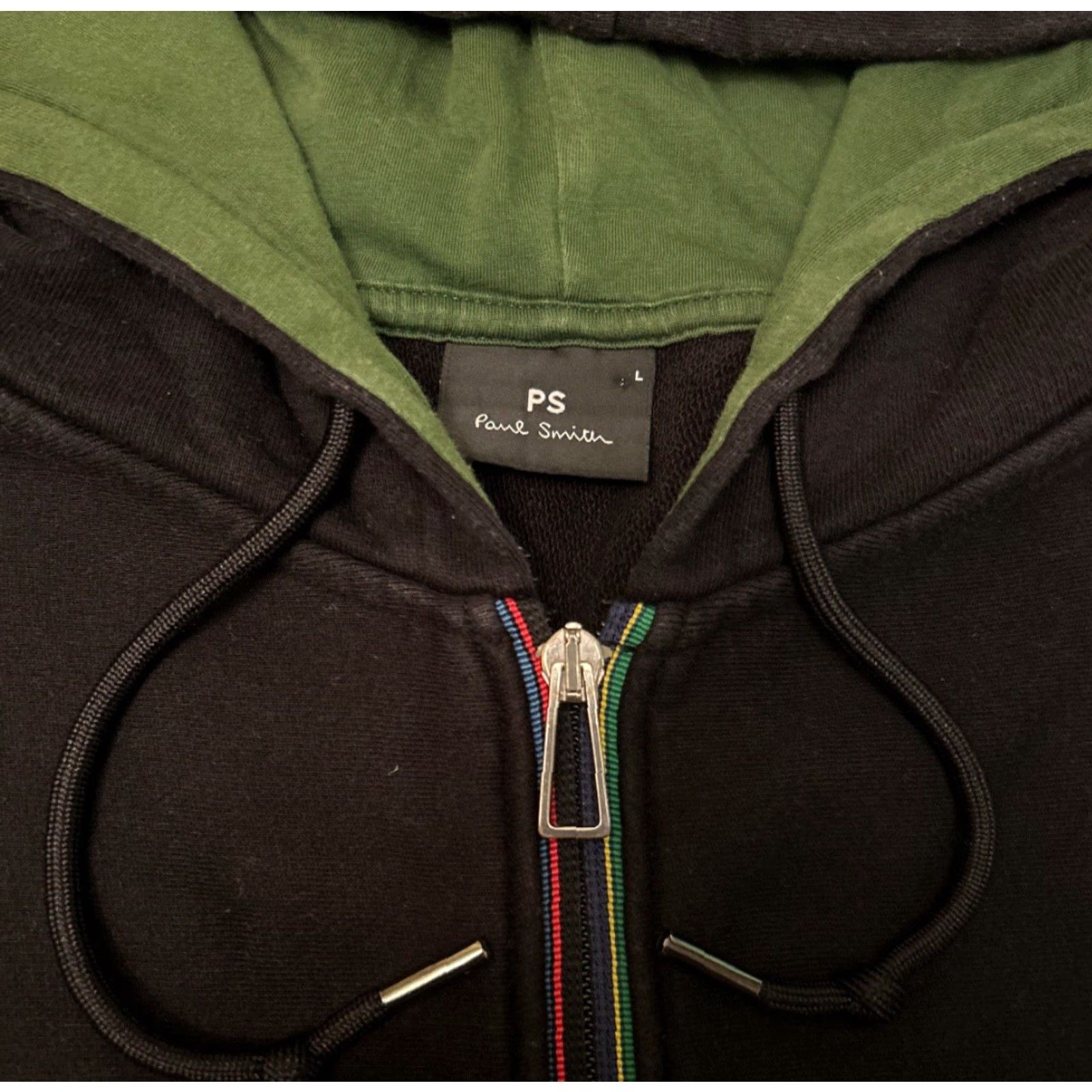 Paul Smith VINTAGE Paul Smith Hoodie Jacket Full Zip Mens Size Large Black Green Artist Stripe Hoodie Size US L / EU 52-54 / 3 - 2 Thumbnail