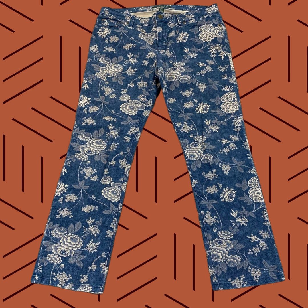 Ralph Lauren Lauren Ralph Lauren Jeans Womens 10 Straight Denim Floral Multicolor 32x27 Size 32" / US 10 / IT 46 - 1 Thumbnail