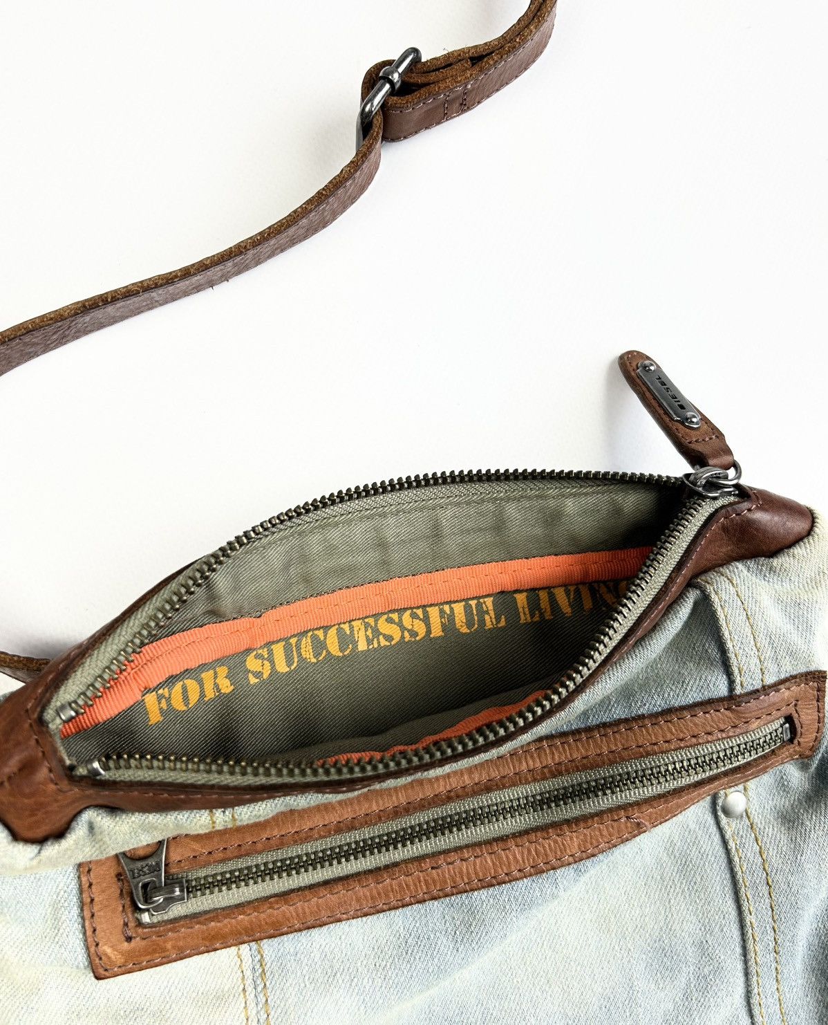 Diesel × Vintage Vintage Diesel Avantgarde Shoulder Jeans Bag Rare Y2K Size ONE SIZE - 9 Thumbnail
