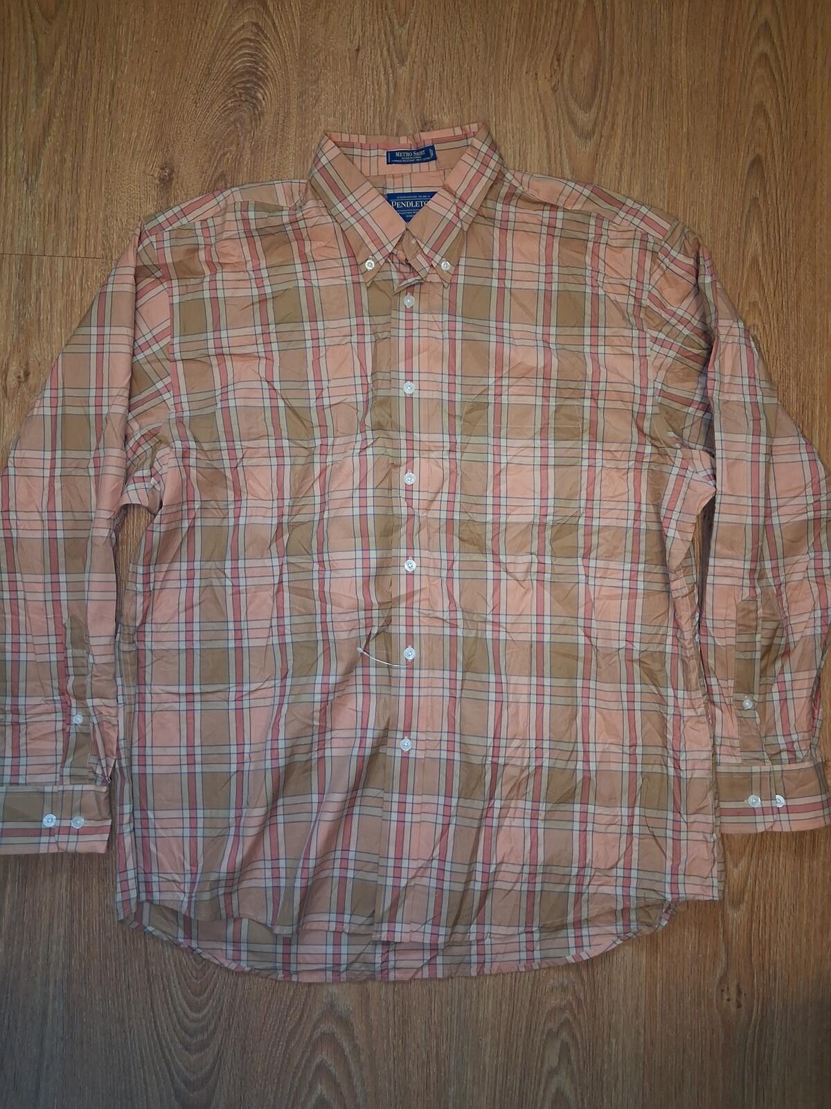 Pendleton Pendleton Button Up Shirt Mens XL Orange Check Cotton Size US XL / EU 56 / 4 - 1 Thumbnail