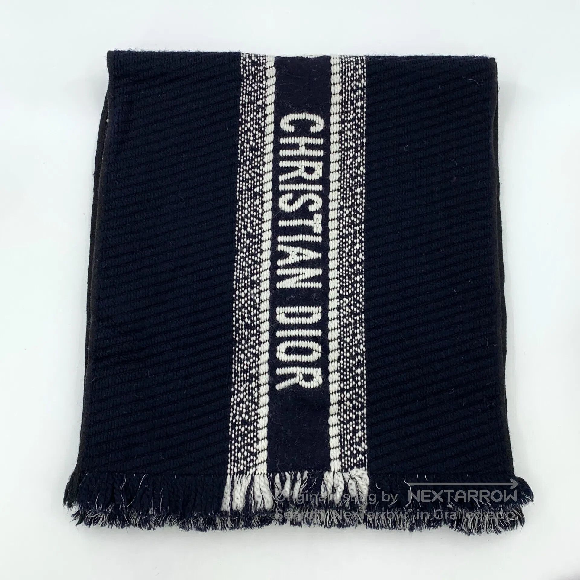 Dior Dior Color Blocked Logo Jacquard Monogram Wool Fringe Scar Size ONE SIZE - 1 Thumbnail