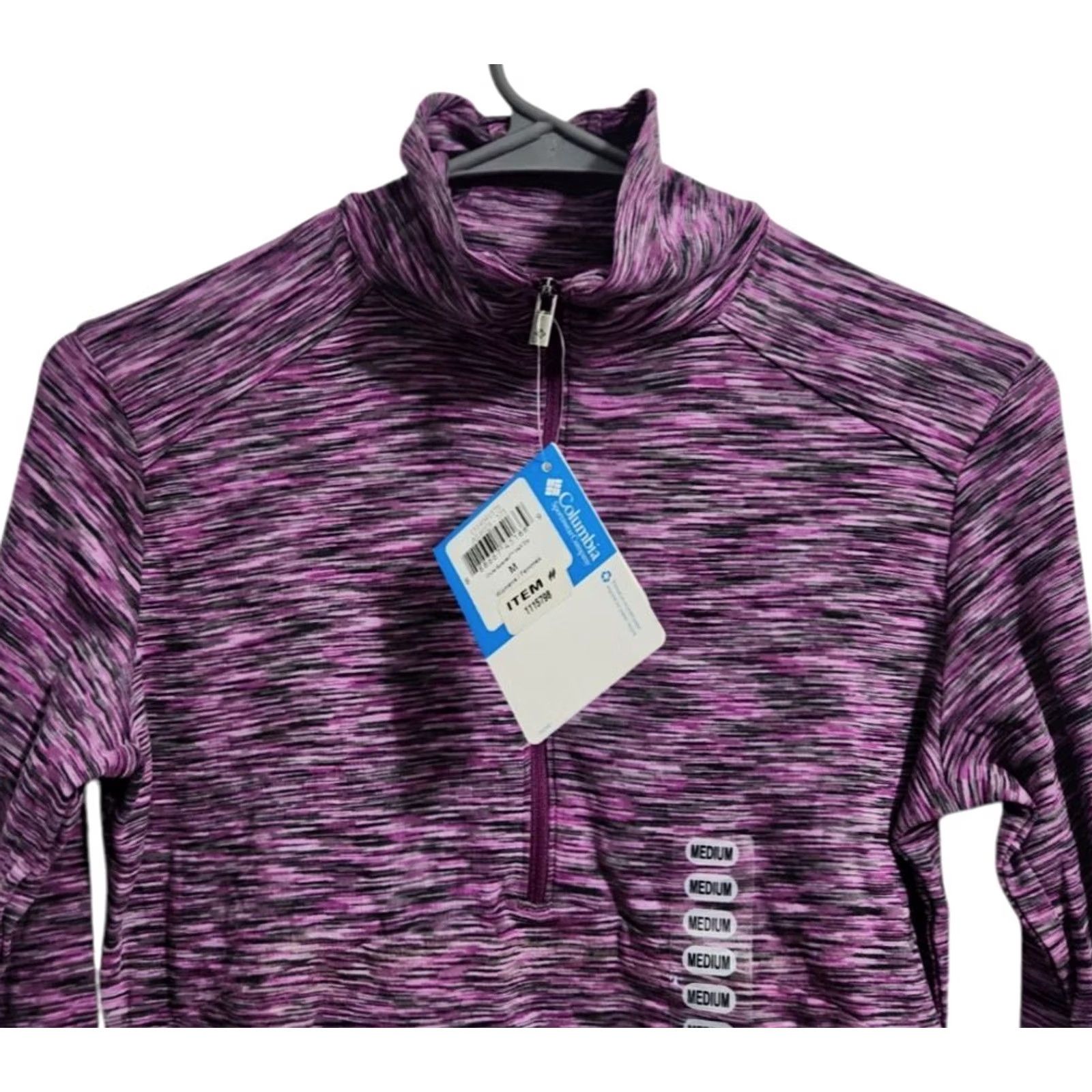 Vintage Columbia Womens Pullover Shirt Zip Mock Neck Long Sleeve Space Dye Pink M 1/4 Zip Activewear Subtle Knit Pattern Size M / US 6-8 / IT 42-44 - 3 Thumbnail