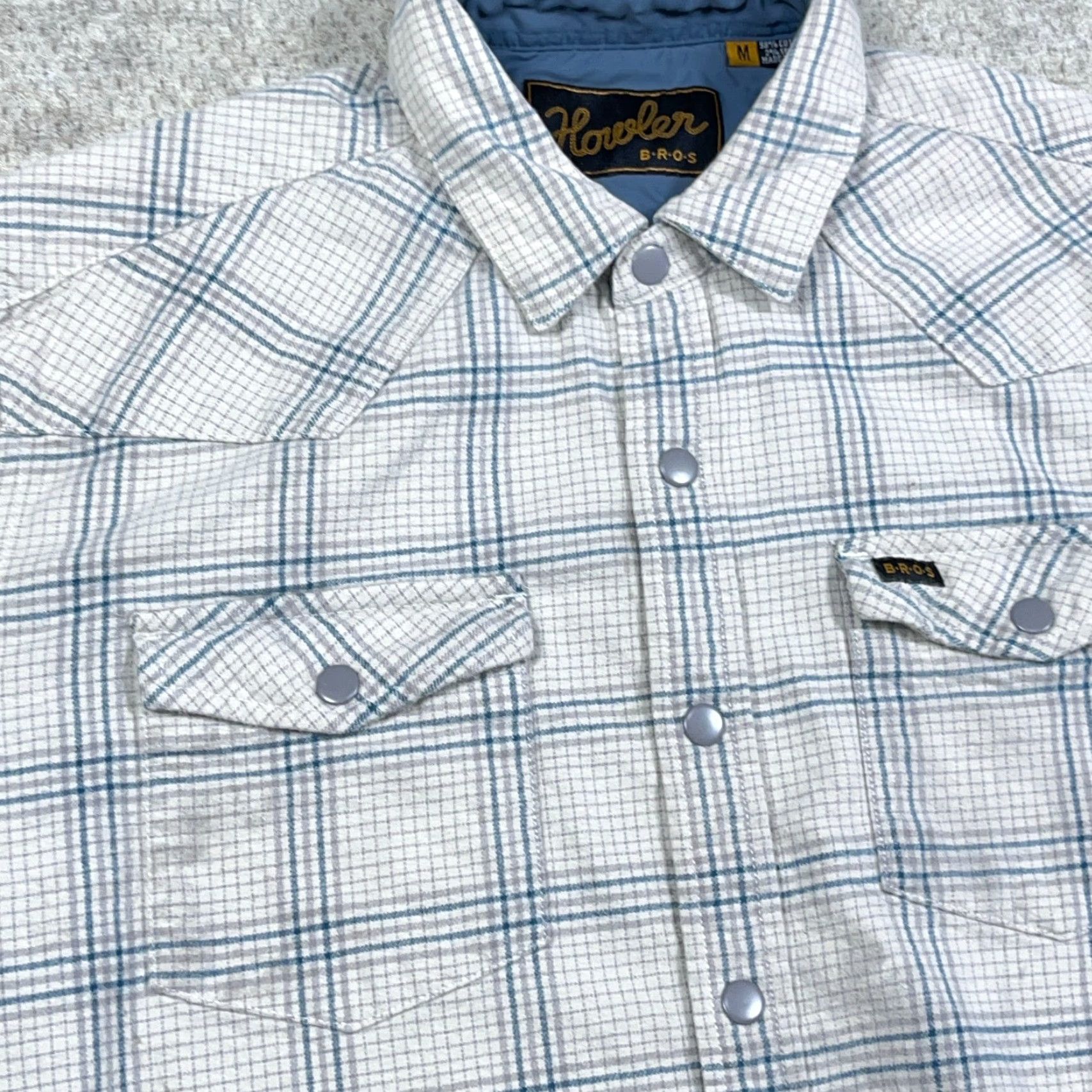 Howler Brothers VINTAGE Howler Bros Flannel Shirt Men Medium Tan Blue Plaid Snap Button Hiking Camp Size US M / EU 48-50 / 2 - 2 Thumbnail