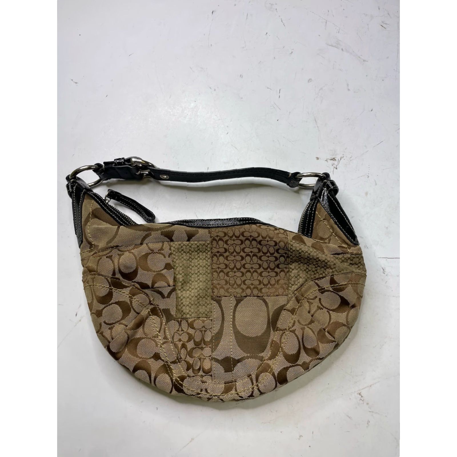 Coach VINTAGE COACH Patchwork Signature Canvas Shoulder Bag F12315 Purse Gold Brown Y2K Size ONE SIZE - 6 Thumbnail