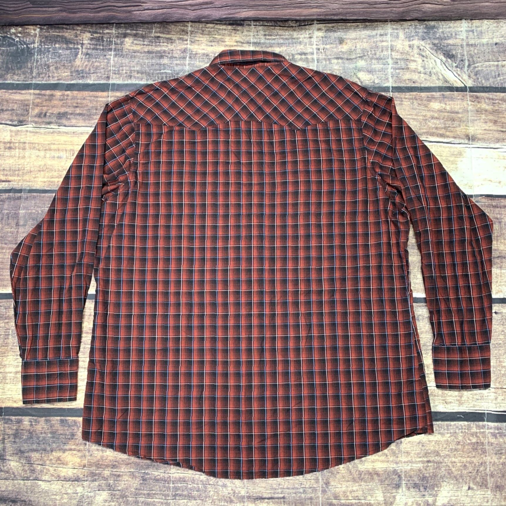 Wrangler Wrangler Wrancher Western Pearl Snap Red Black Long Sleeve Shirt Men's 2XT Size US XXL / EU 58 / 5 - 2 Thumbnail