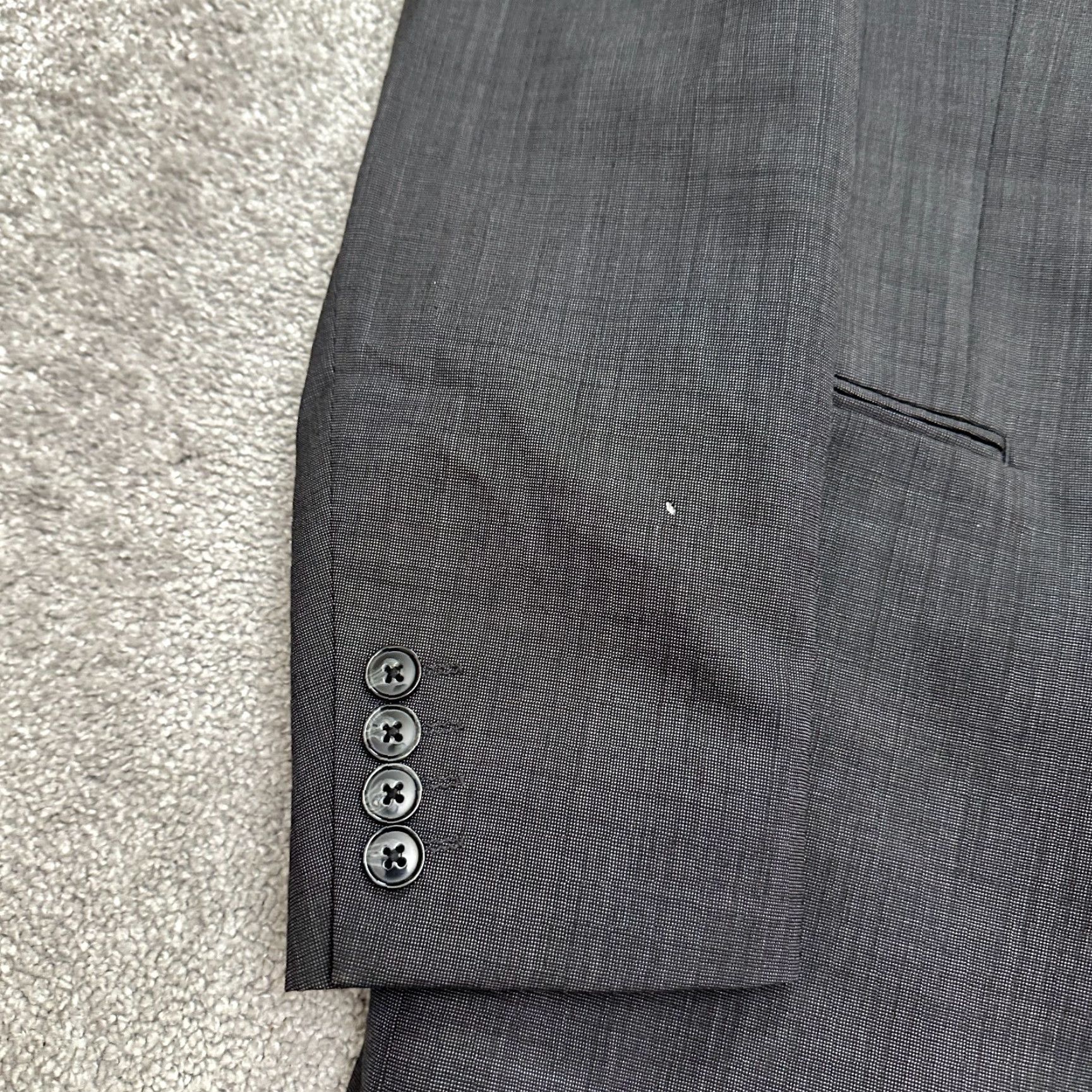 Banana Republic VINTAGE Bar III By Macy's Slim Fit Wool Suit Blazer Jacket Mens 40R Dark Gray Ventless Size 40R - 4 Thumbnail