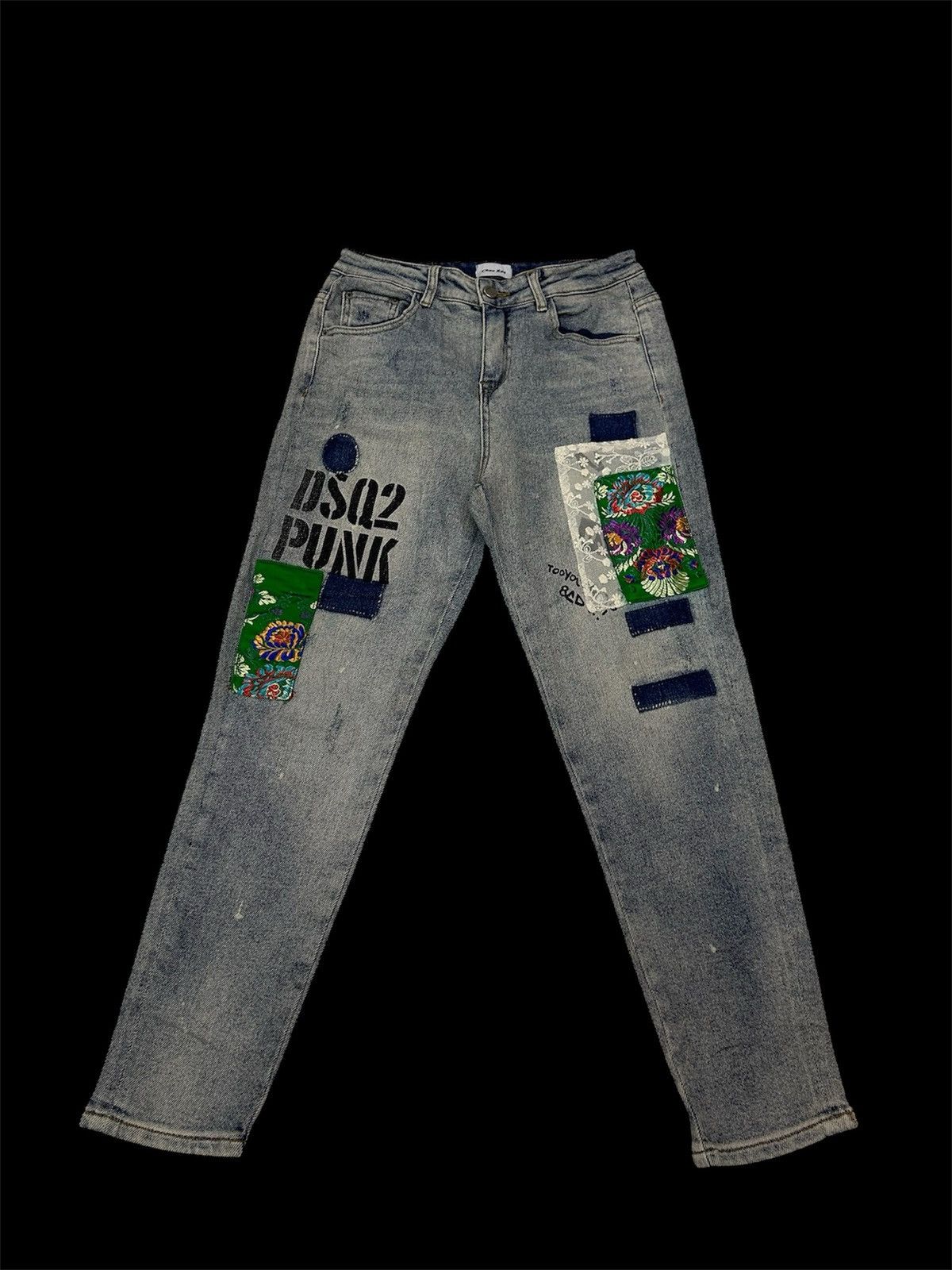 Japanese Brand × Vintage Vintage Japanese DSQ2 Punk Patchwork Style Denim Size US 28 / EU 44 - 1 Thumbnail