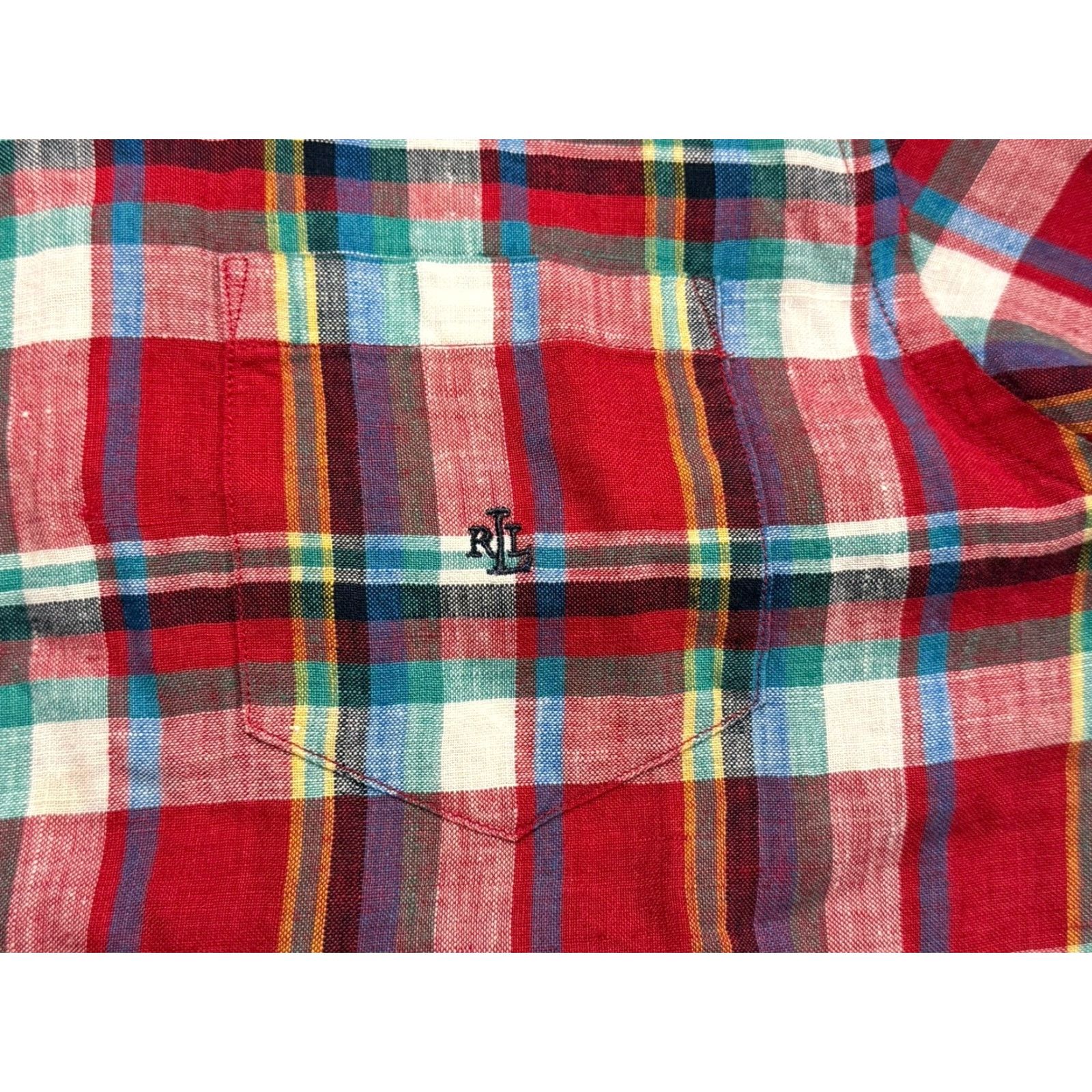 Ralph Lauren Lauren Ralph Lauren Women's Linen Plaid Button-Up Shirt Large MultiColor Casual Travel Size L / US 10 / IT 46 - 4 Thumbnail