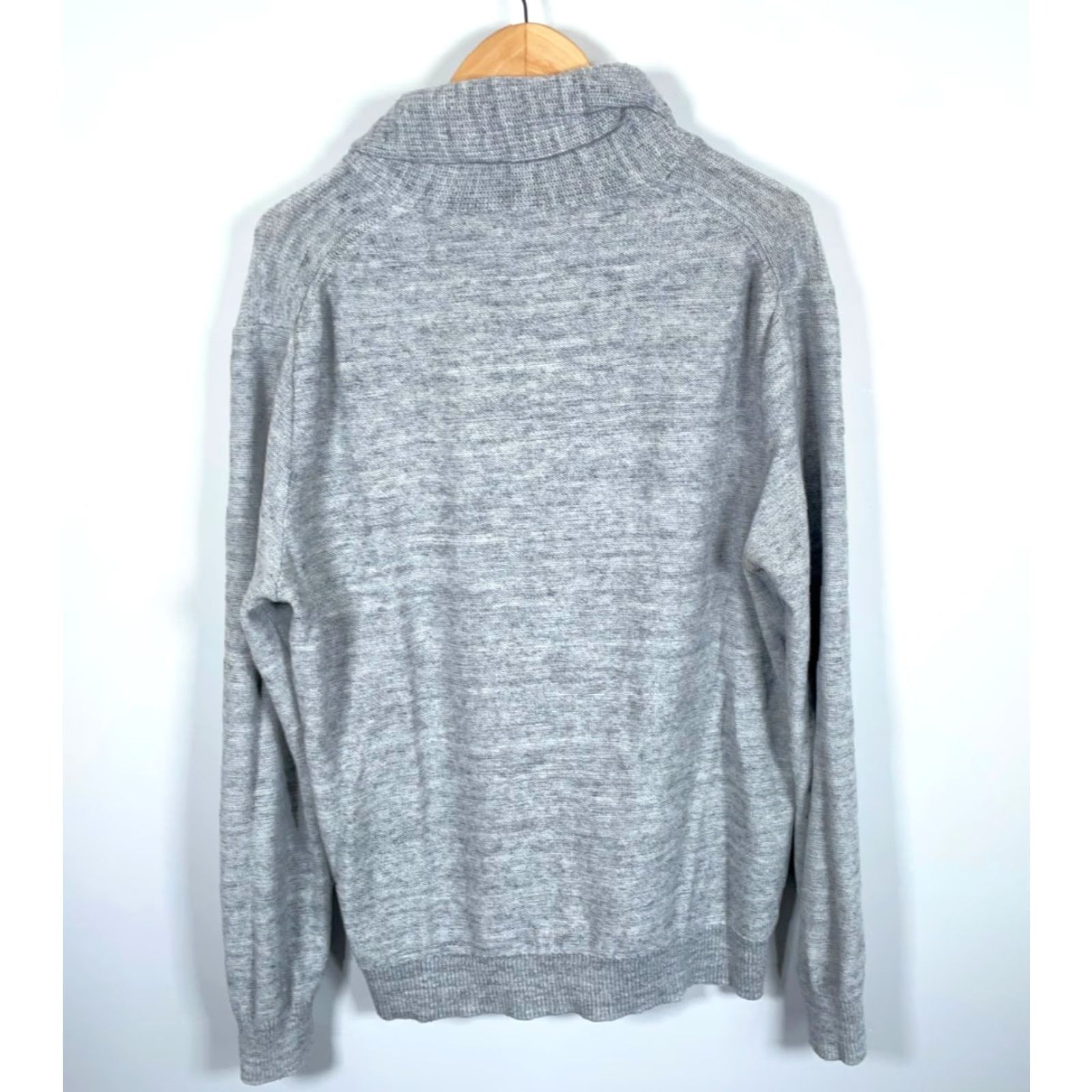 J.Crew J.CREW Cardigan Sweater Men's XL Shawl Collar Lightweight 100% Cotton Marled Gray Knit V-Neck Casual Knitwear Pockets Vintage No Size US XL / EU 56 / 4 - 2 Thumbnail