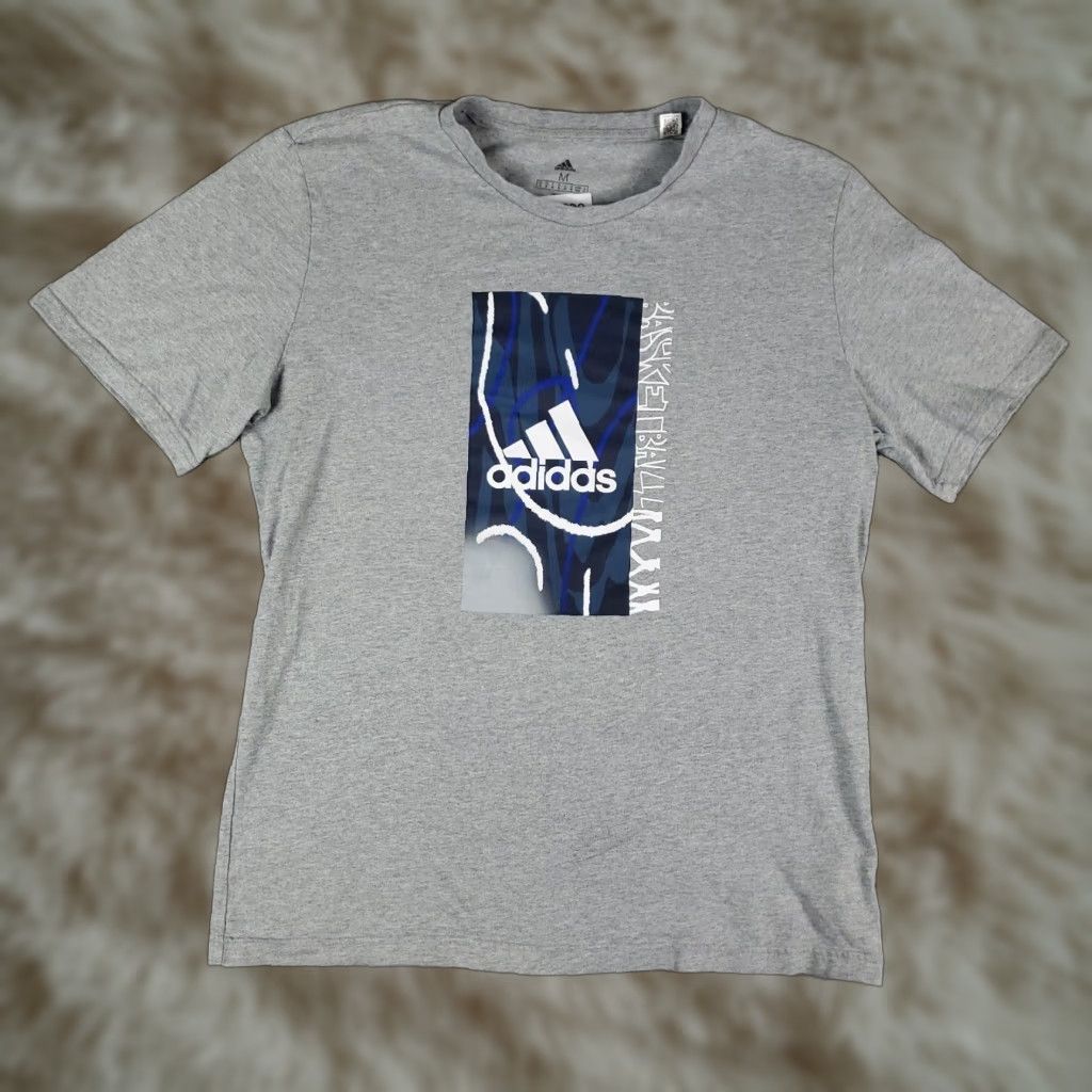 Adidas ADIDAS T SHIRT Men Size M Gray Logo Crew Neck Short Sleeve Cotton Blend Classic Sports Shirt Mens Medium Gray Adidas T-Shirt Size US M / EU 48-50 / 2 - 1 Thumbnail