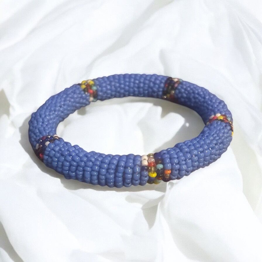 Other Blue African Maasai beaded bangle bracelet Size ONE SIZE - 1 Thumbnail