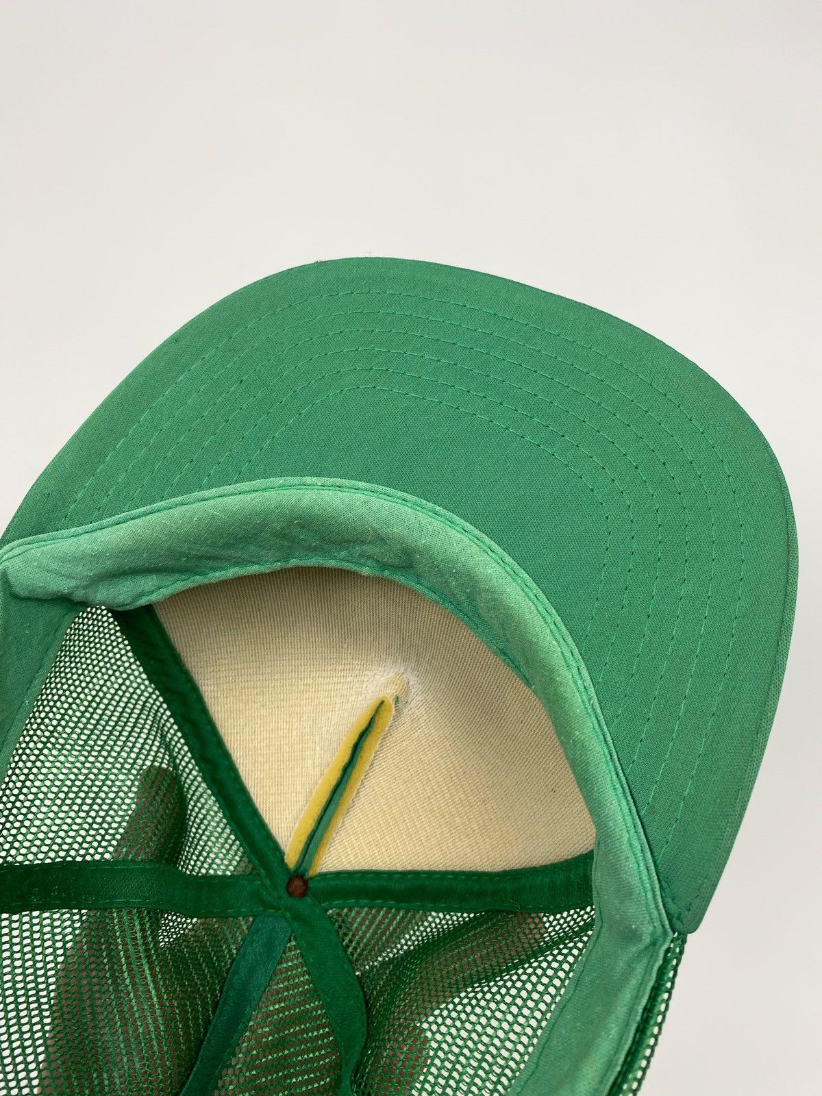 John Deere 1990’s Vintage John Deere Logo Quote Foam Mesh Trucker Hat Size ONE SIZE - 9 Thumbnail