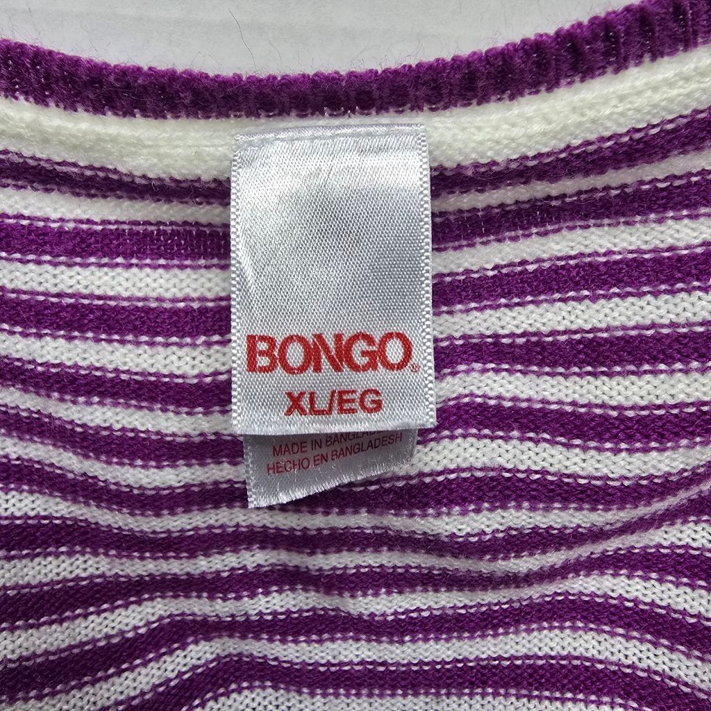 Bonobos Women's BONGO Purple White Striped Crew Neck Sweater XL Size XL / US 12-14 / IT 48-50 - 2 Thumbnail