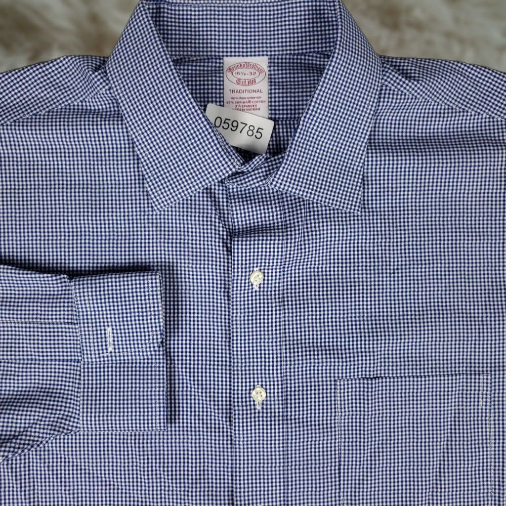 Brooks Brothers VINTAGE Brooks Brothers Dress Shirt Mens 16.5 Blue Classic Business Casual Formal Long Sleeve Size 42R - 1 Thumbnail