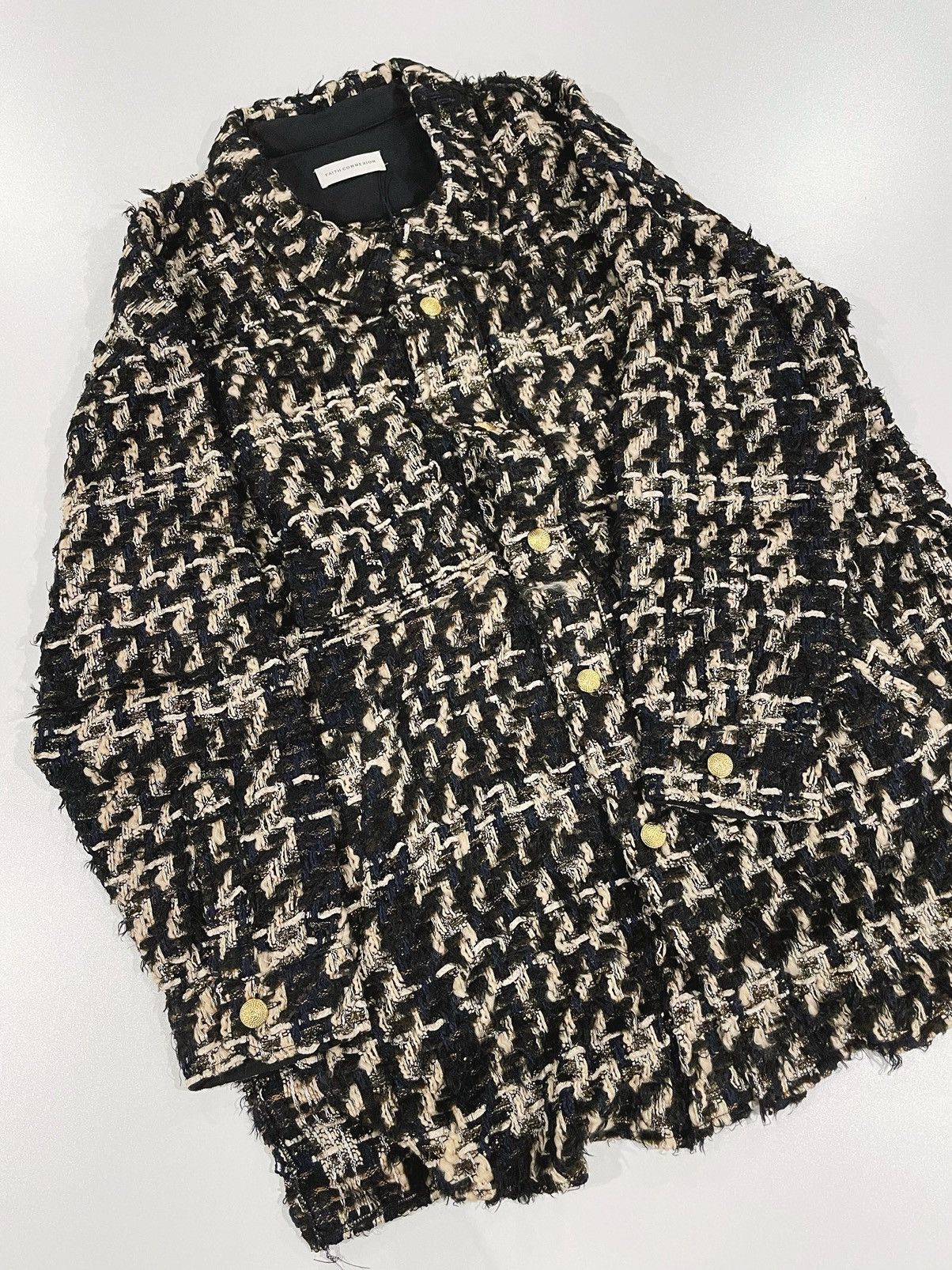 Faith Connexion Faith Connexion multicolor black-beige tweed oversized shirt Size US S / EU 44-46 / 1 - 6 Thumbnail