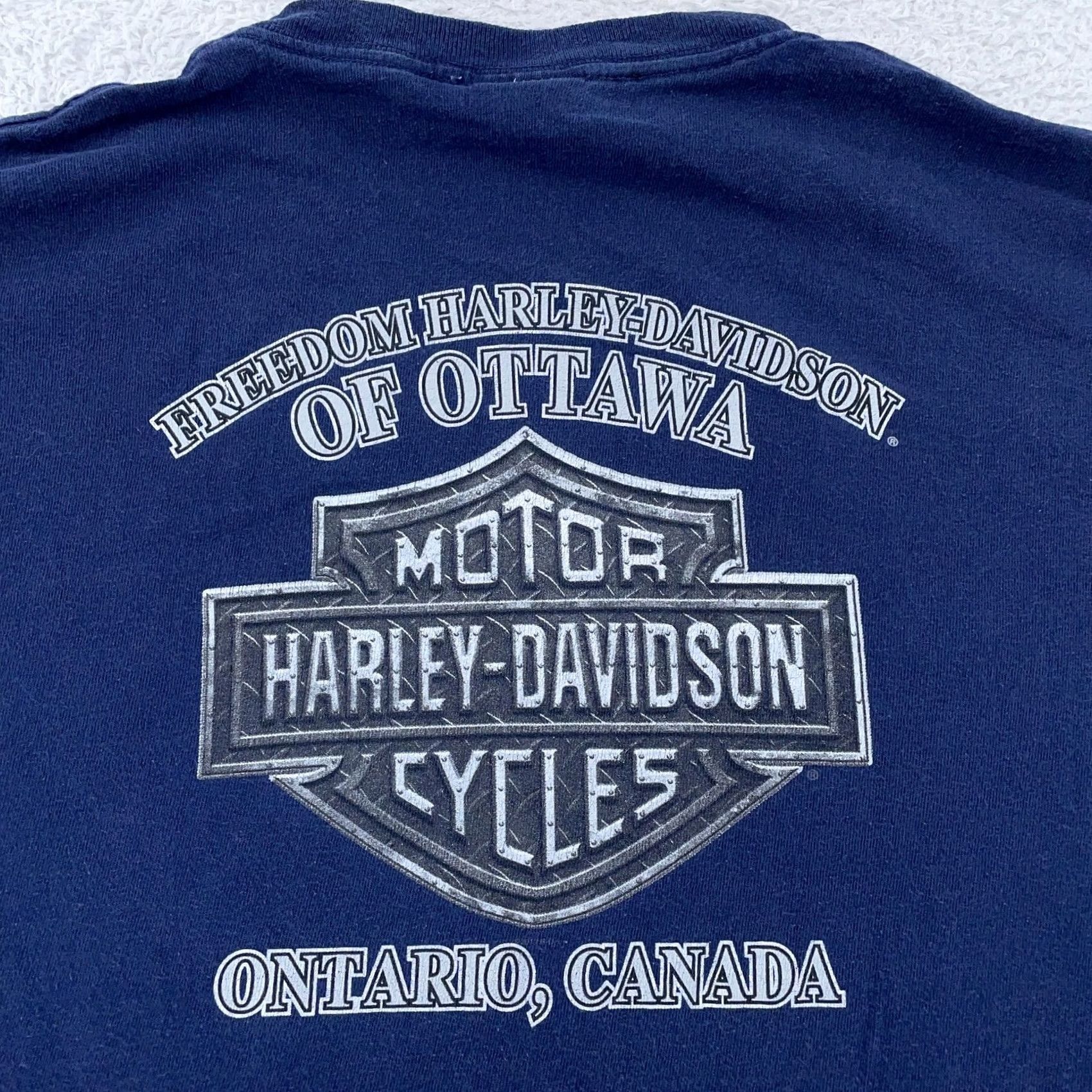 Harley Davidson Harley-Davidson Freedom Shirt Mens XL Blue Canada USA Ottawa Ontario Graphic Print Front Logo Casual T-Shirt Size US XL / EU 56 / 4 - 5 Thumbnail