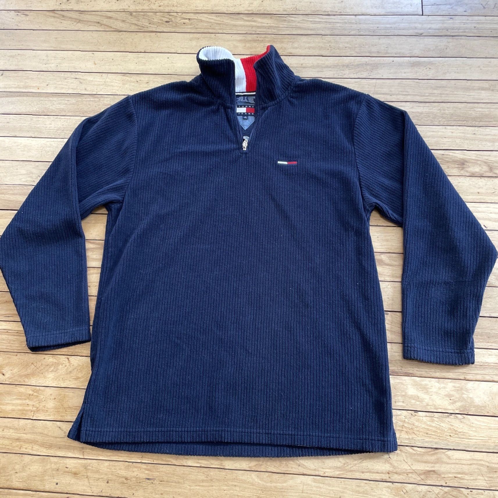 Vintage VINTAGE Tommy Jeans Fleece Sweater Men M Blue 90s Y2k 1/4 Zip Pendant Turtleneck Size US M / EU 48-50 / 2 - 3 Thumbnail