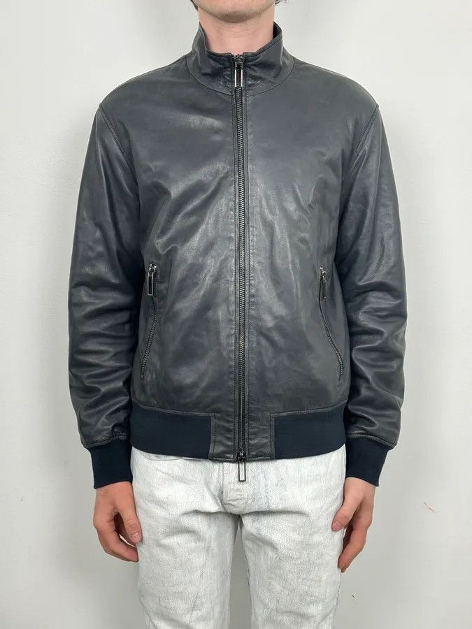 Emporio Armani SS2020 Emporio Armani Black Leather Zip-Up Jacket Size US M / EU 48-50 / 2 - 2 Thumbnail