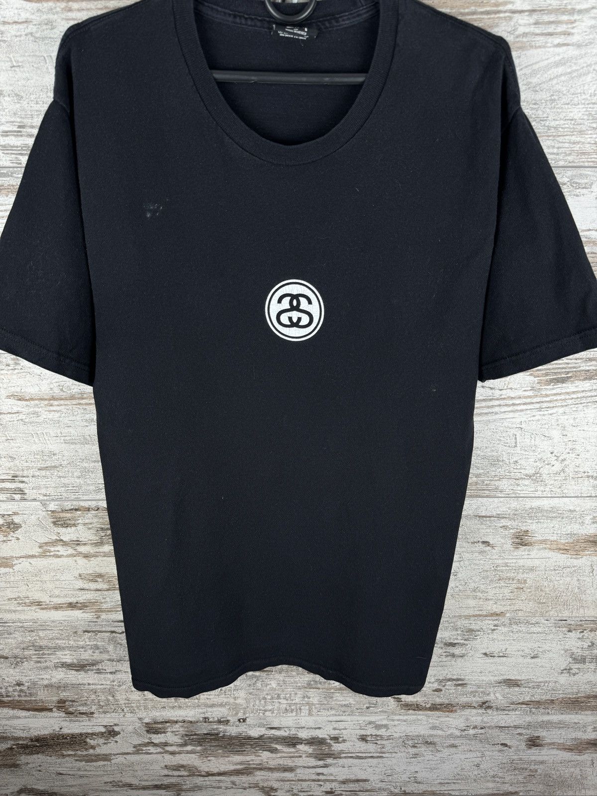 Stussy × Vintage Mens Vintage distressed Stussy T-shirt centre logo y2k rare Size US M / EU 48-50 / 2 - 4 Thumbnail