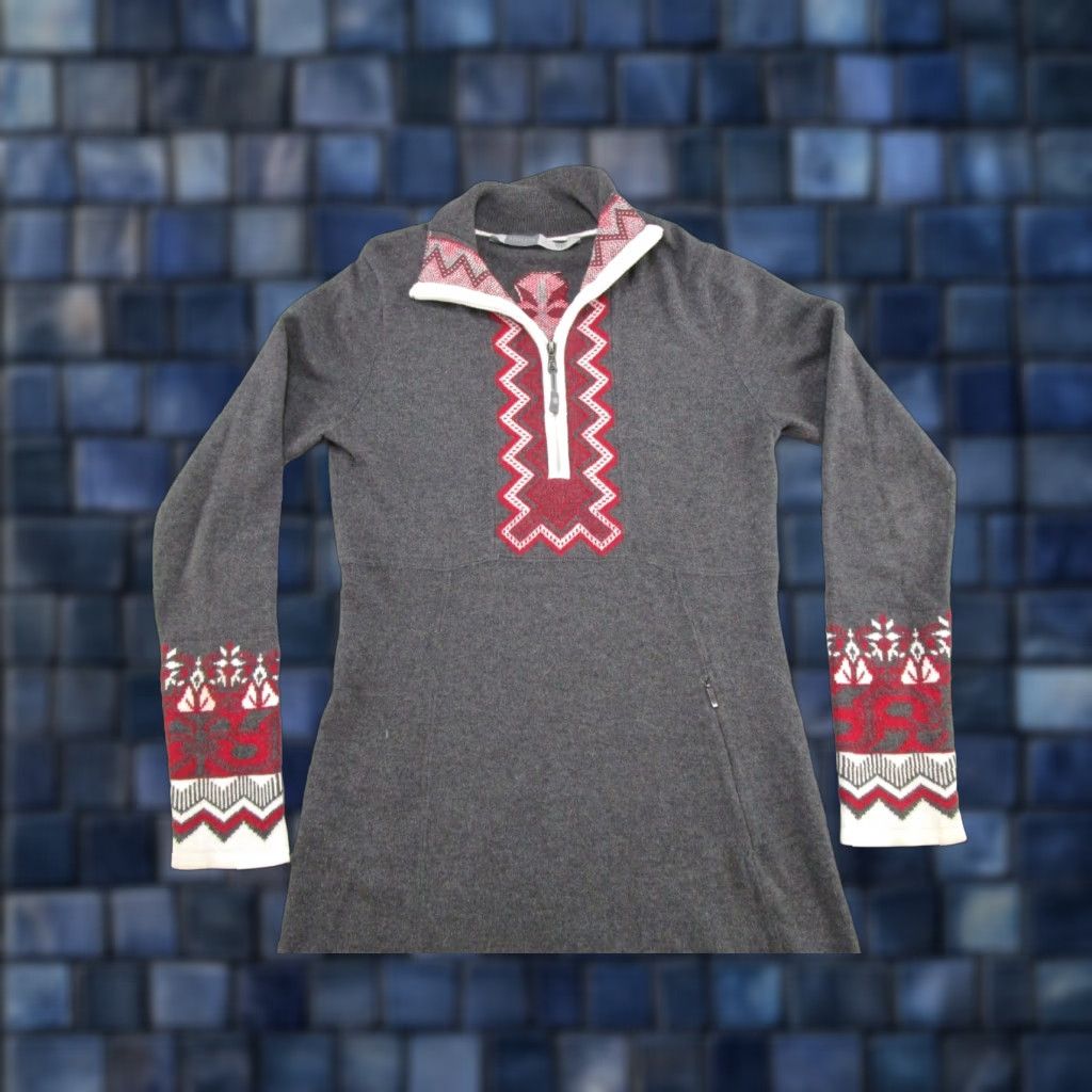 Athleta Athleta Fair Isle Sweater Dress Knit Mock Neck Multicolor A-Line Casual Womens Size S Size S / US 4 / IT 40 - 1 Thumbnail