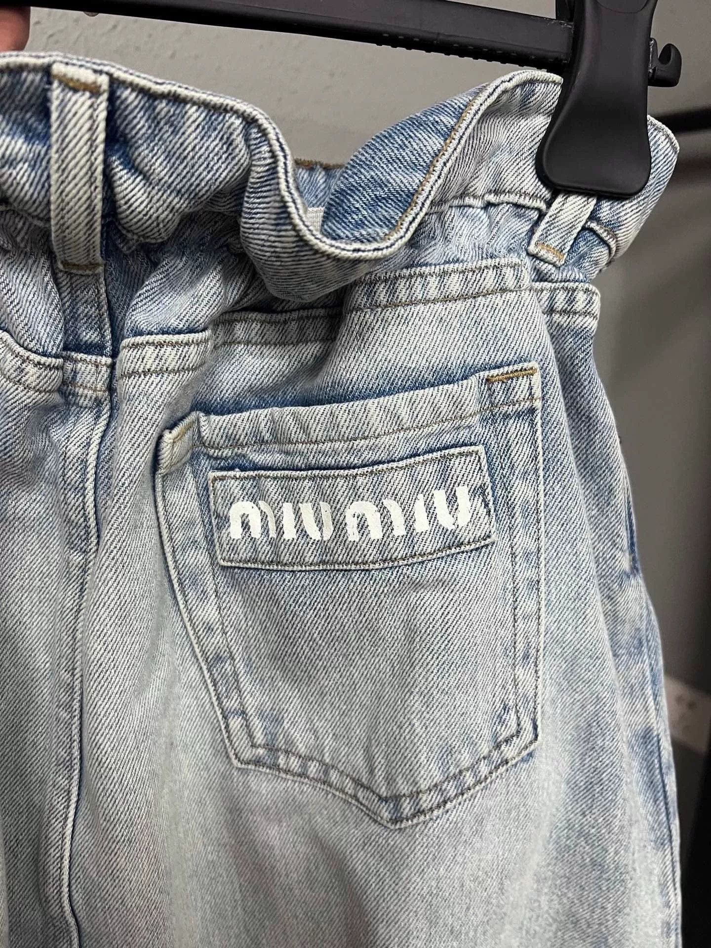 Miu Miu Miu Miu Printed Logo Washed Denim Shorts Size US S / EU 44-46 / 1 - 3 Thumbnail