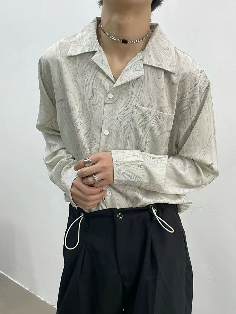 Japanese Brand × Vintage Vintage Wave Pattern Casual Loose Long Sleeve Shirt Size US M / EU 48-50 / 2 - 4 Thumbnail