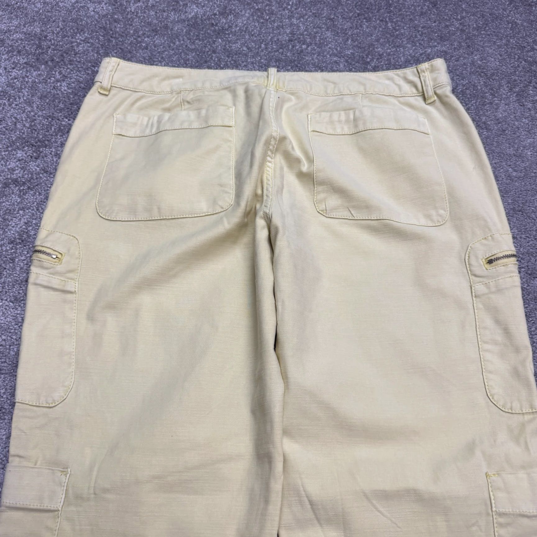 Vintage Pilcro Pants Cargo Utility Women 32T Tall Yellow Cotton Spandex Straight Pockets Breathable Casual Vintage: No Size 24" / US 00 / IT 34 - 5 Thumbnail
