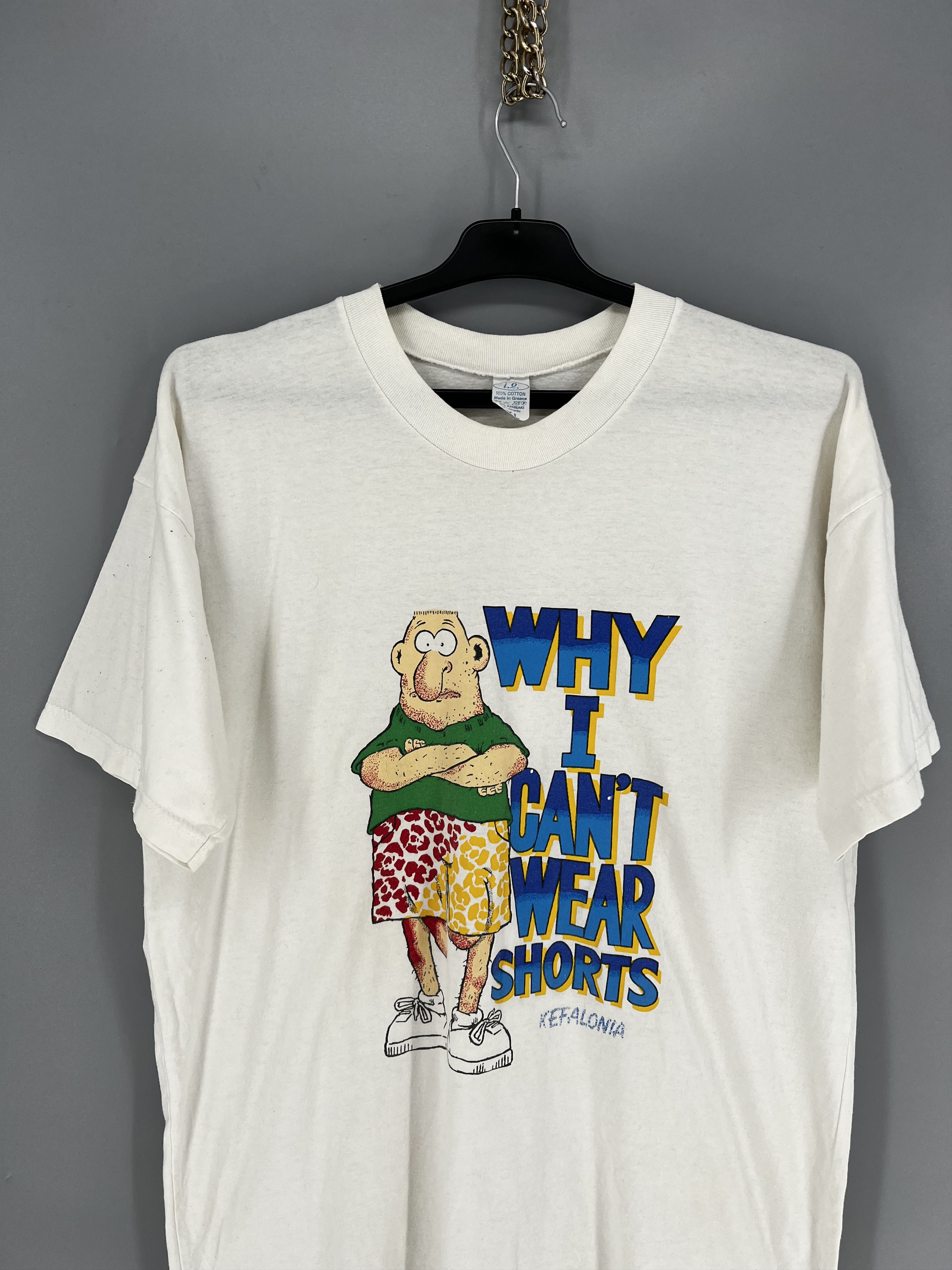 Vintage Y2K 90’s Vintage Why I Can’t Wear Shorts Funny T Shirt Size US XL / EU 56 / 4 - 6 Thumbnail