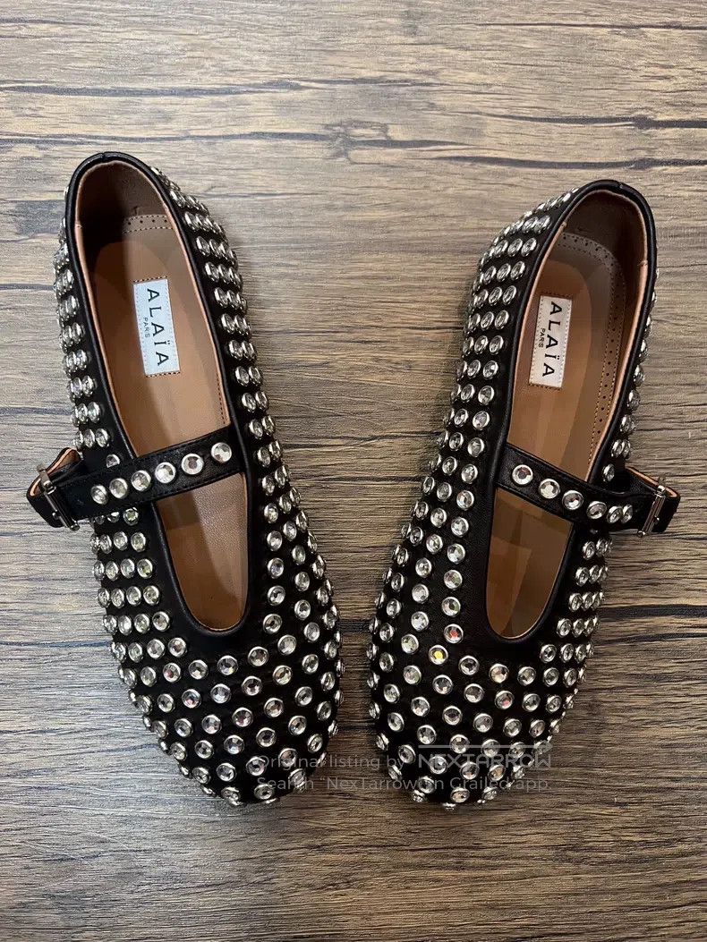 Alaia Alaia Black Crystal Accented Dance Flat Shoes Size US 6.5 / IT 36.5 - 1 Thumbnail