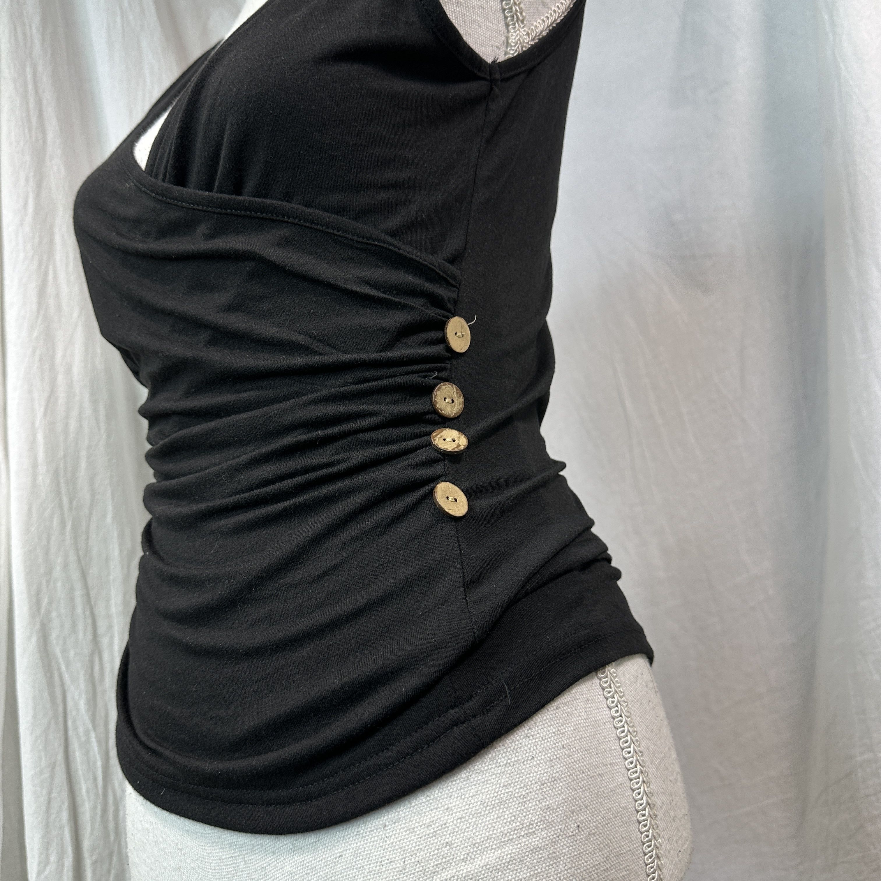 Vintage Vintage Avant Garde Fitted Grunge Ruffled Top 00s Size M / US 6-8 / IT 42-44 - 3 Thumbnail