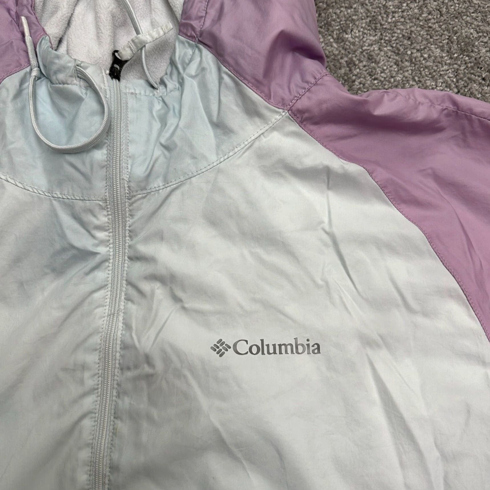 Pinko Columbia Flash Forward Windbreaker Jacket Womens XL Pink White Hoodie Full Zip Size XL / US 12-14 / IT 48-50 - 5 Thumbnail