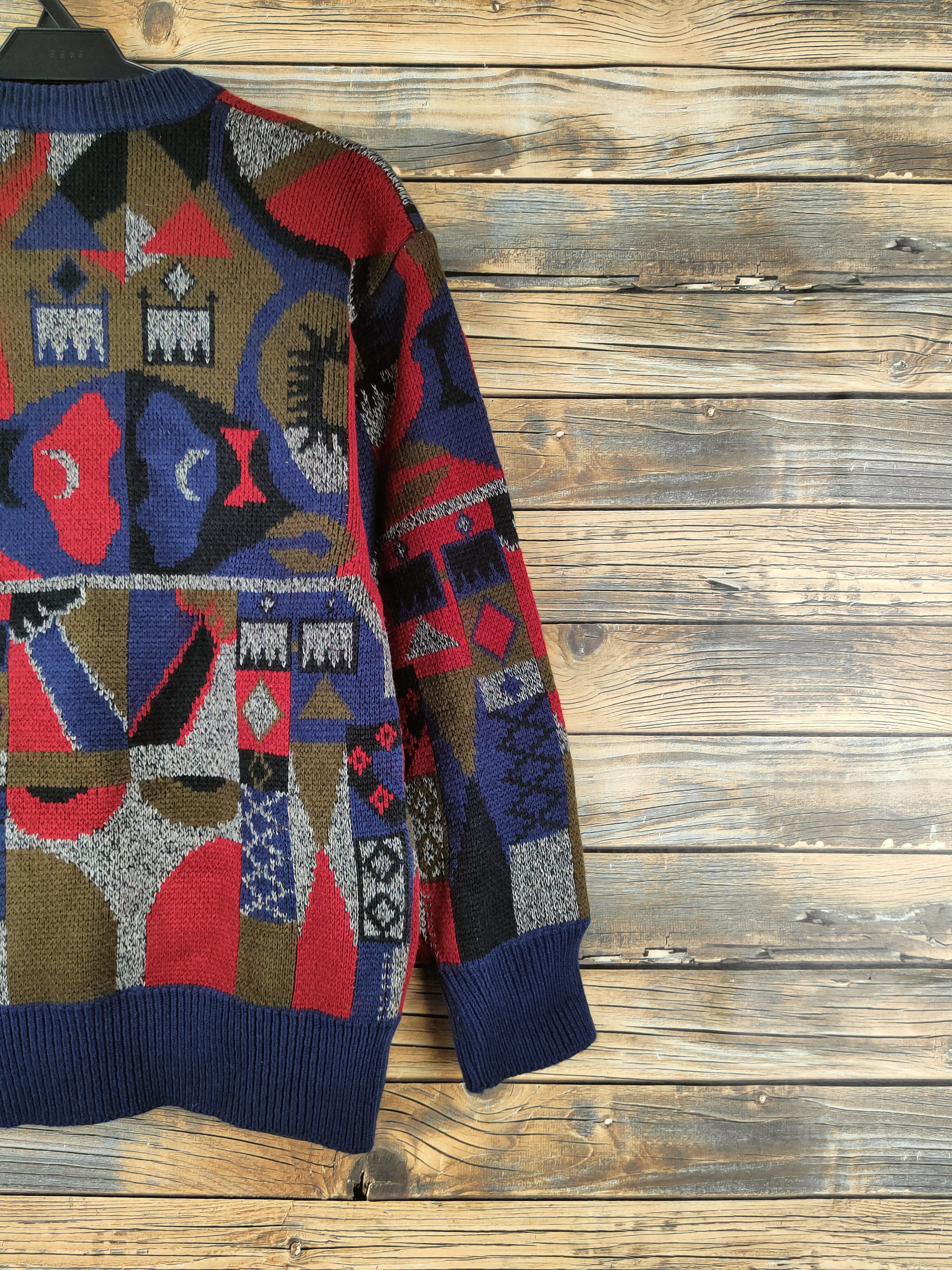 Japanese Brand DL Japanese Brand Maroon Navy Knitwear Sweatshirts #46-152 Size US S / EU 44-46 / 1 - 9 Thumbnail