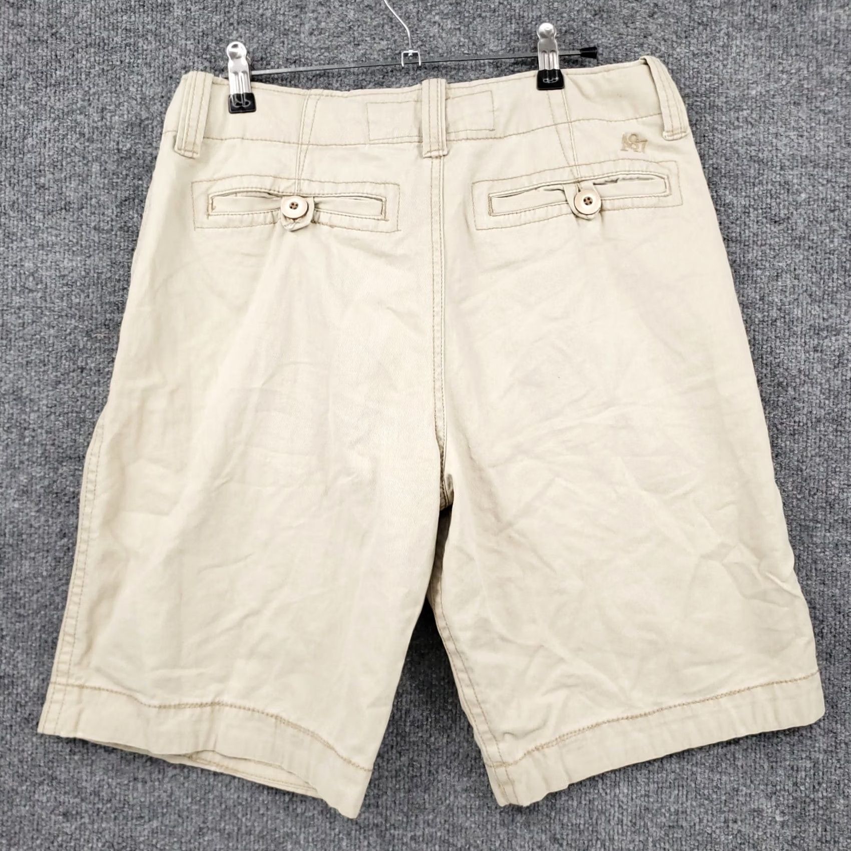 Vintage Aeropostale Chino Shorts Mens 32 Beige Preppy Flat Front Cotton Canvas Casual Size US 33 - 2 Thumbnail