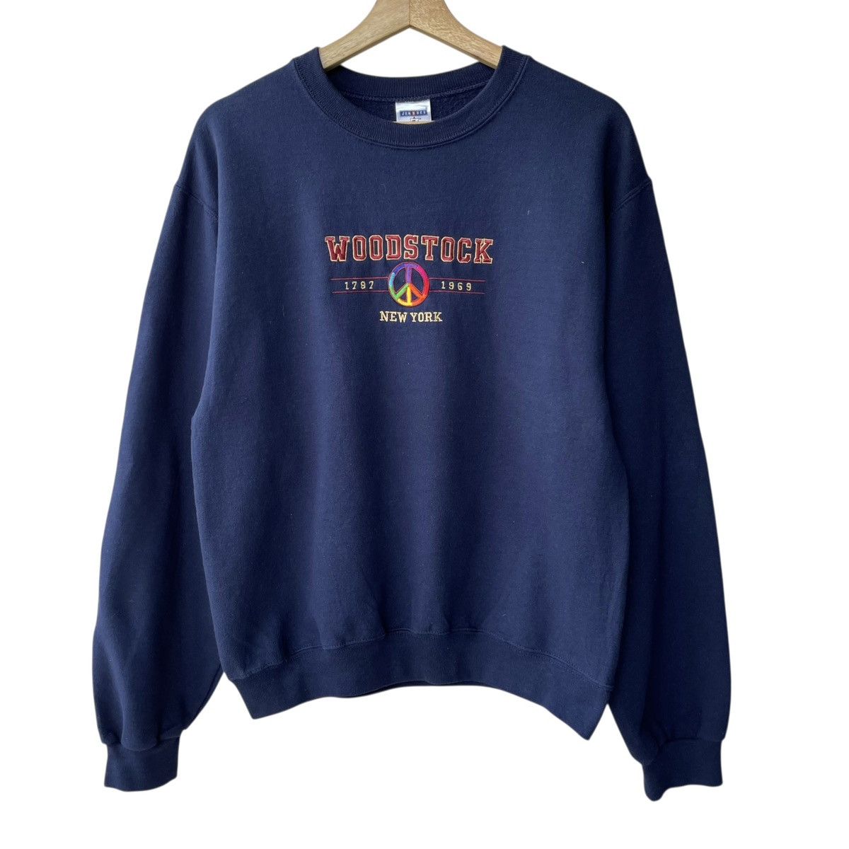 Jerzees Woodstock New York 2000s Y2K Crewneck Sweatshirt Size US S / EU 44-46 / 1 - 1 Thumbnail