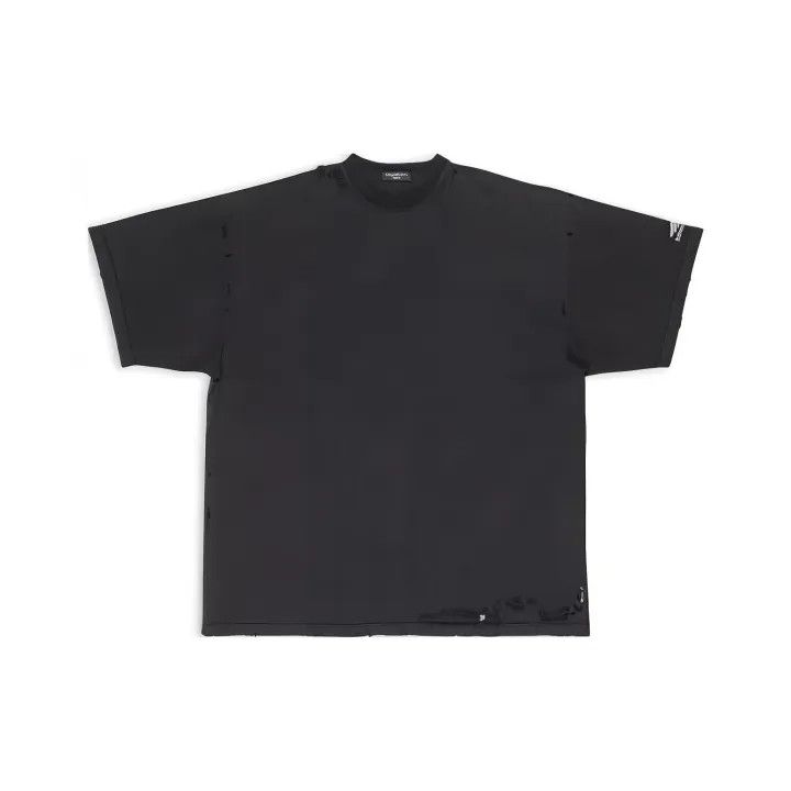 Balenciaga Balenciaga Repaired Distressed Black Short Sleeve Tee Size US L / EU 52-54 / 3 - 1 Thumbnail