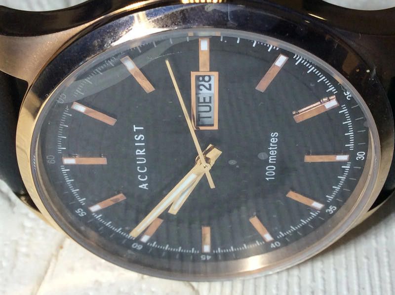 Designer Accurist men's black dial black leather strap watch Size ONE SIZE - 4 Thumbnail