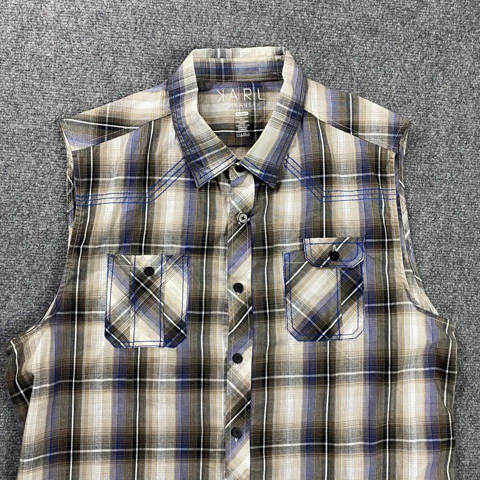 Other Karl Kani Jeans Shirt Mens XL Plaid Button Up Double Pockets Size US XL / EU 56 / 4 - 2 Thumbnail