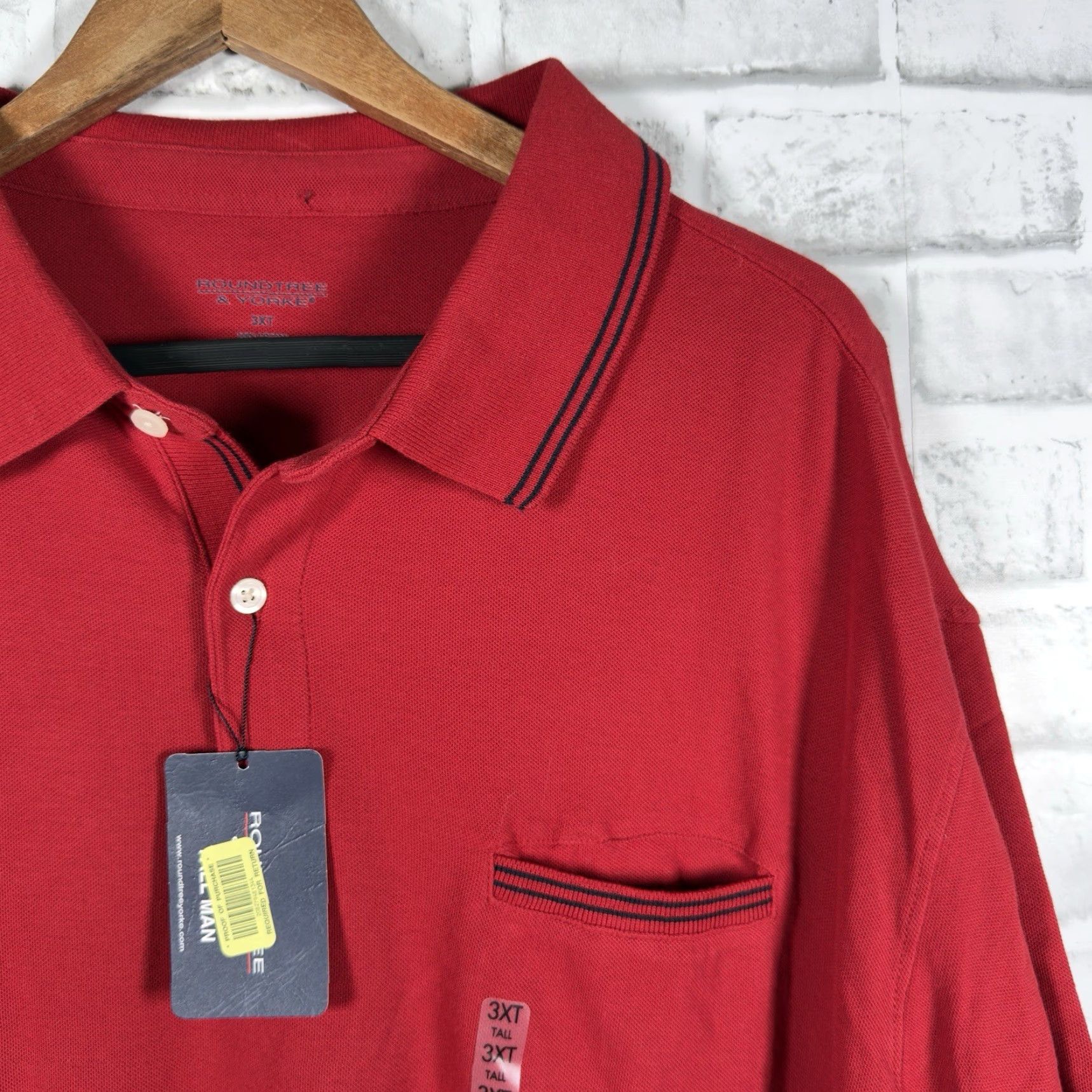 Roundtree & Yorke VINTAGE Roundtree & Yorke Polo Shirt Mens 3XLT Pima Cotton Red Casual Big & Tall Size US XXL / EU 58 / 5 - 2 Thumbnail