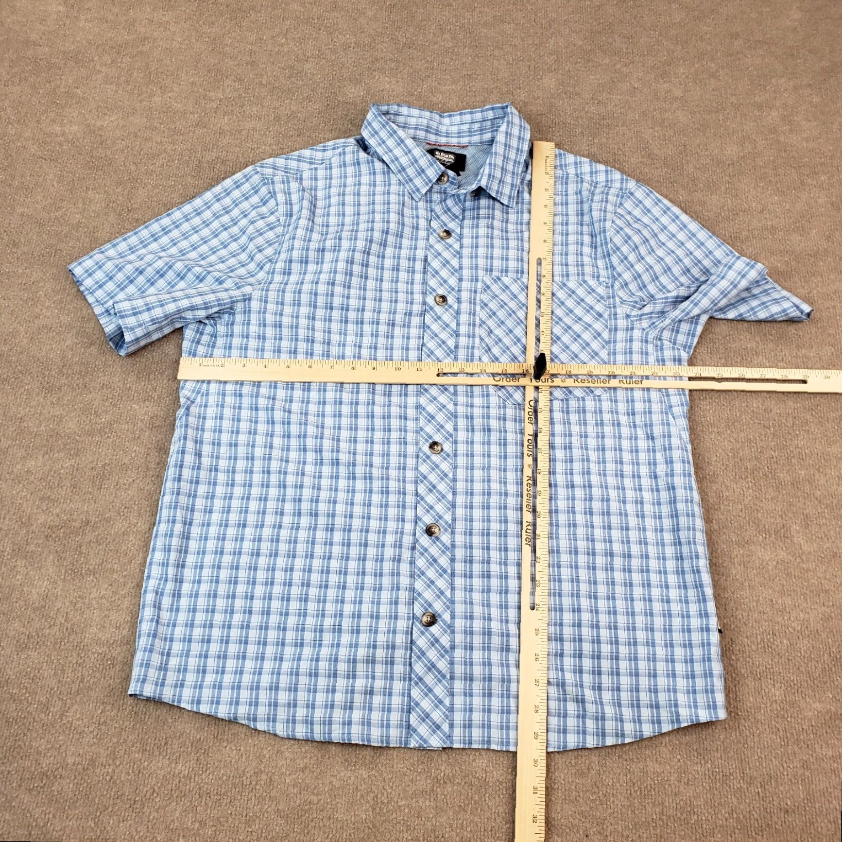 Vintage Alaskan Hardgear Mens Short Sleeve Plaid Button Up Shirt Large Blue Outdoor Breathable Size US L / EU 52-54 / 3 - 2 Thumbnail