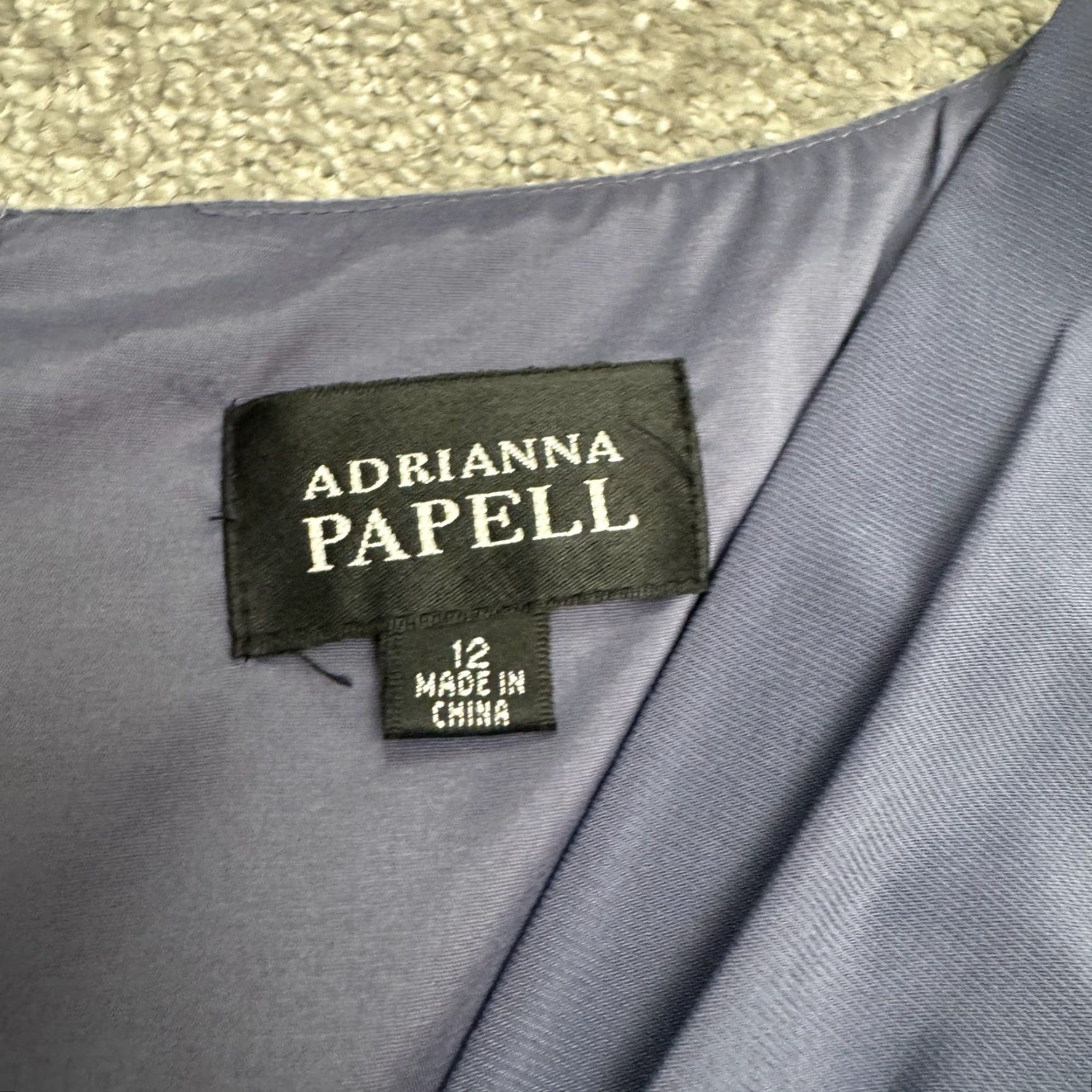 Adrianna Papell Adrianna Papell Dress Women 12 Gunmetal Blue Midi Sheath V-Neck Ruffle Tiered Sleeveless Size XL / US 12-14 / IT 48-50 - 4 Thumbnail