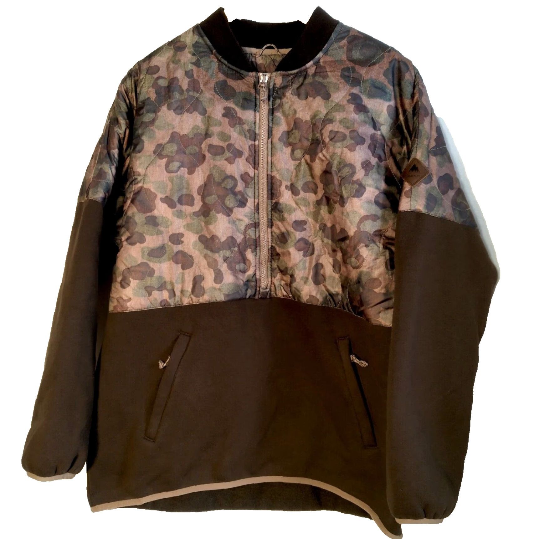 Burton Burton Moonbase Anorak Jacket Women L Brown Camouflage Camo 1/4 Zip Pullover Size L / US 10 / IT 46 - 2 Thumbnail
