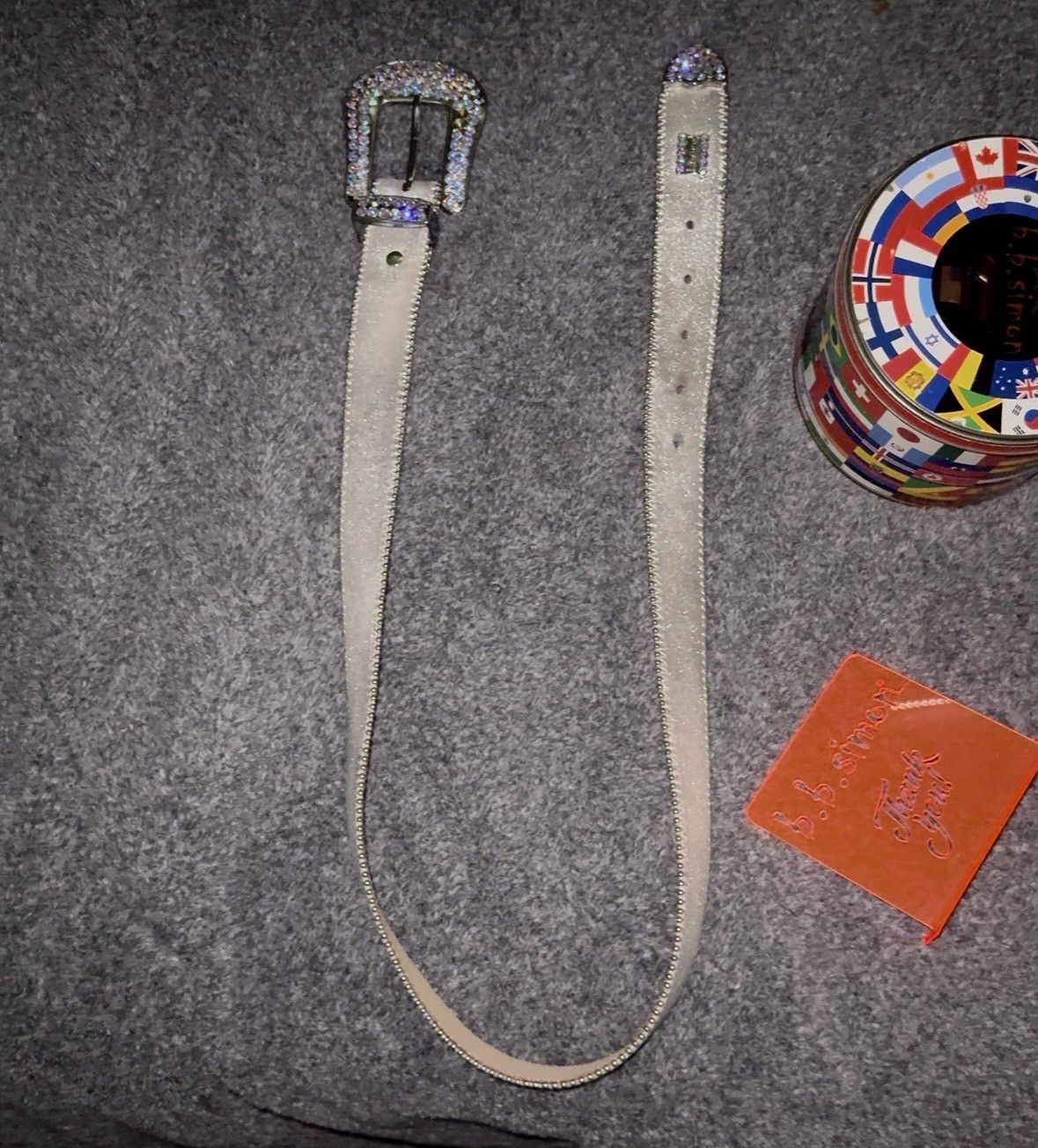 B.B. Simon Gray shiny BB simon belt Size 38 - 3 Thumbnail