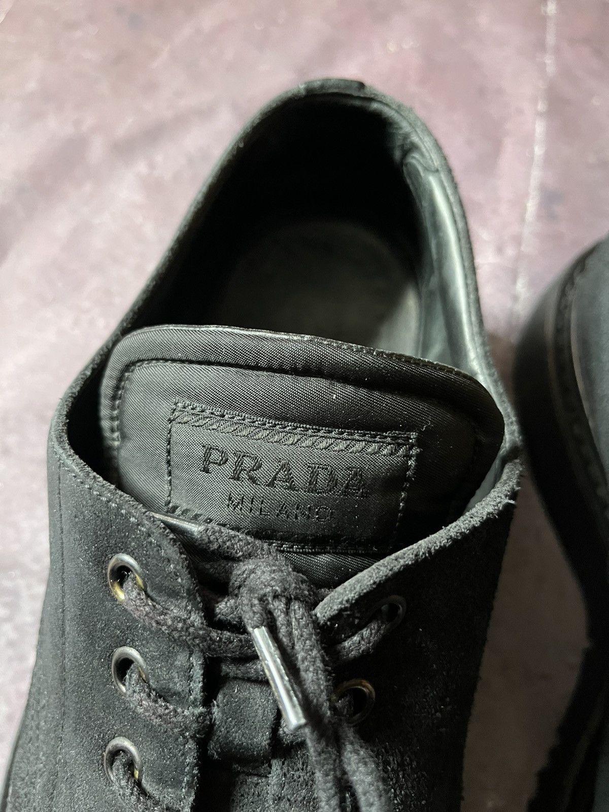 Prada Prada Men's Black Suede Platform Oxfords Size US 10.5 / EU 43-44 - 5 Thumbnail